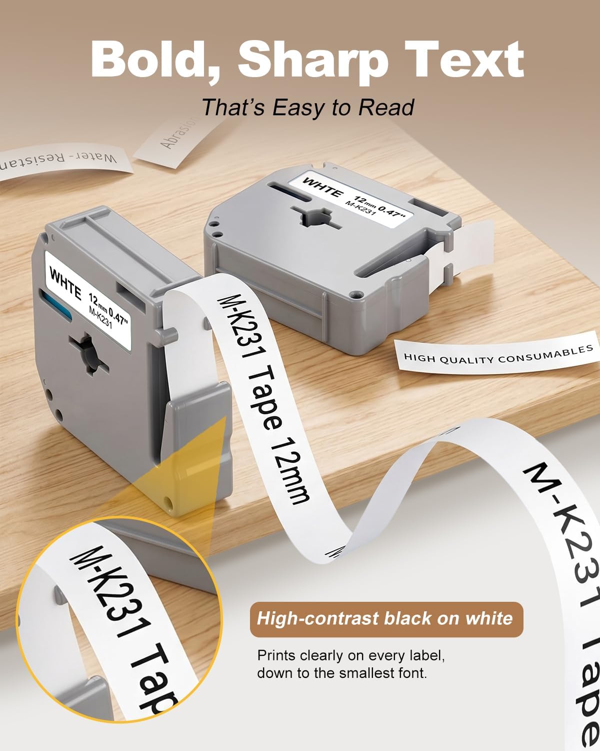 Weemay 7 Pack Color M Tape Compatible for Brother Label Maker Tape 12mm 0.47 M-K231 MK131 MK431 MK531 MK631 MK731 MK Series Labeling Tape for P Touch Label Maker PTM95 PT-90 PT-80 PT-70 PT-65 PT-45M