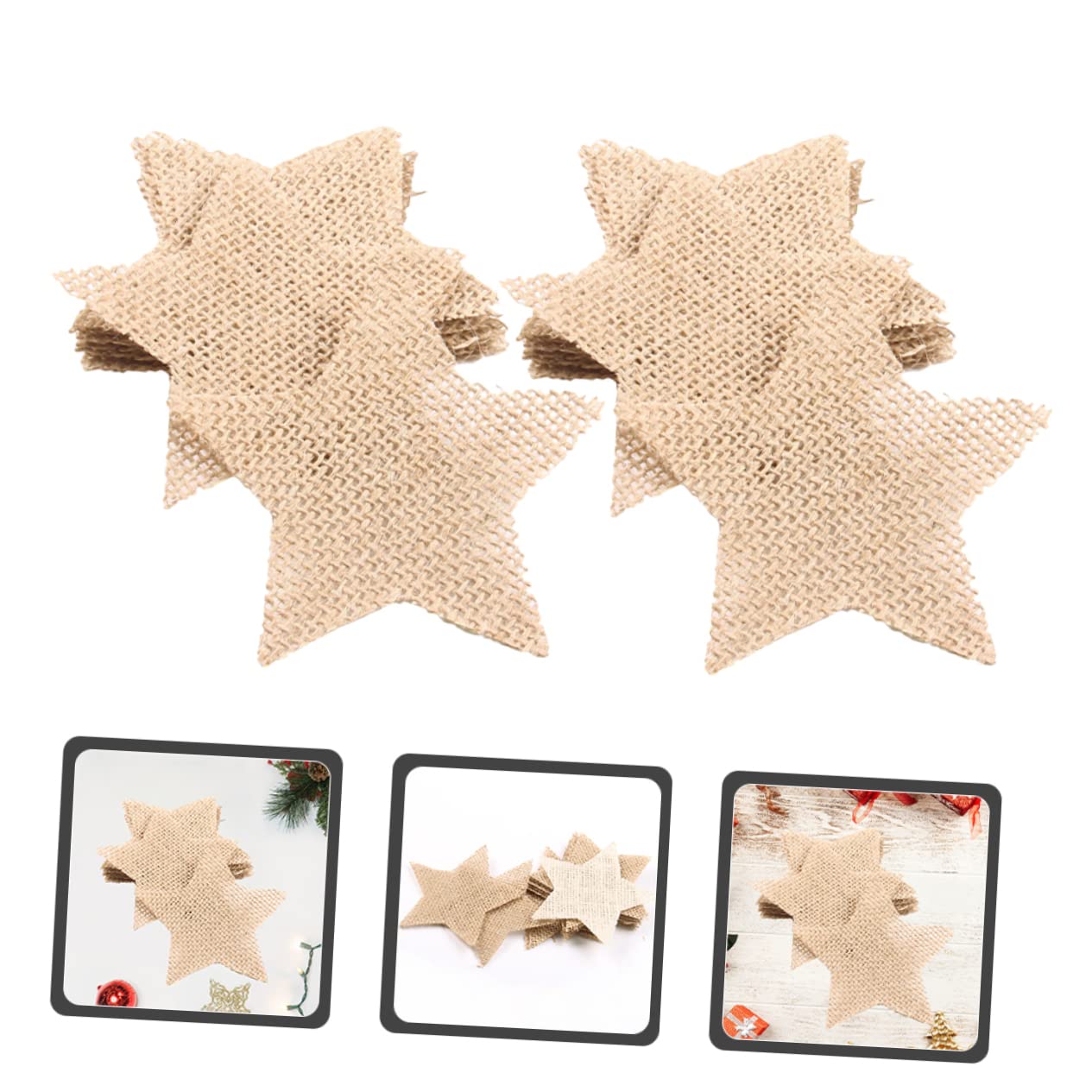 EXCEART 80piezas Decoraciones Navideñas De Lienzo De Yute Cortes De Estrellas Para Manualidades Colgantes Para Árbol Puerta y Ventana