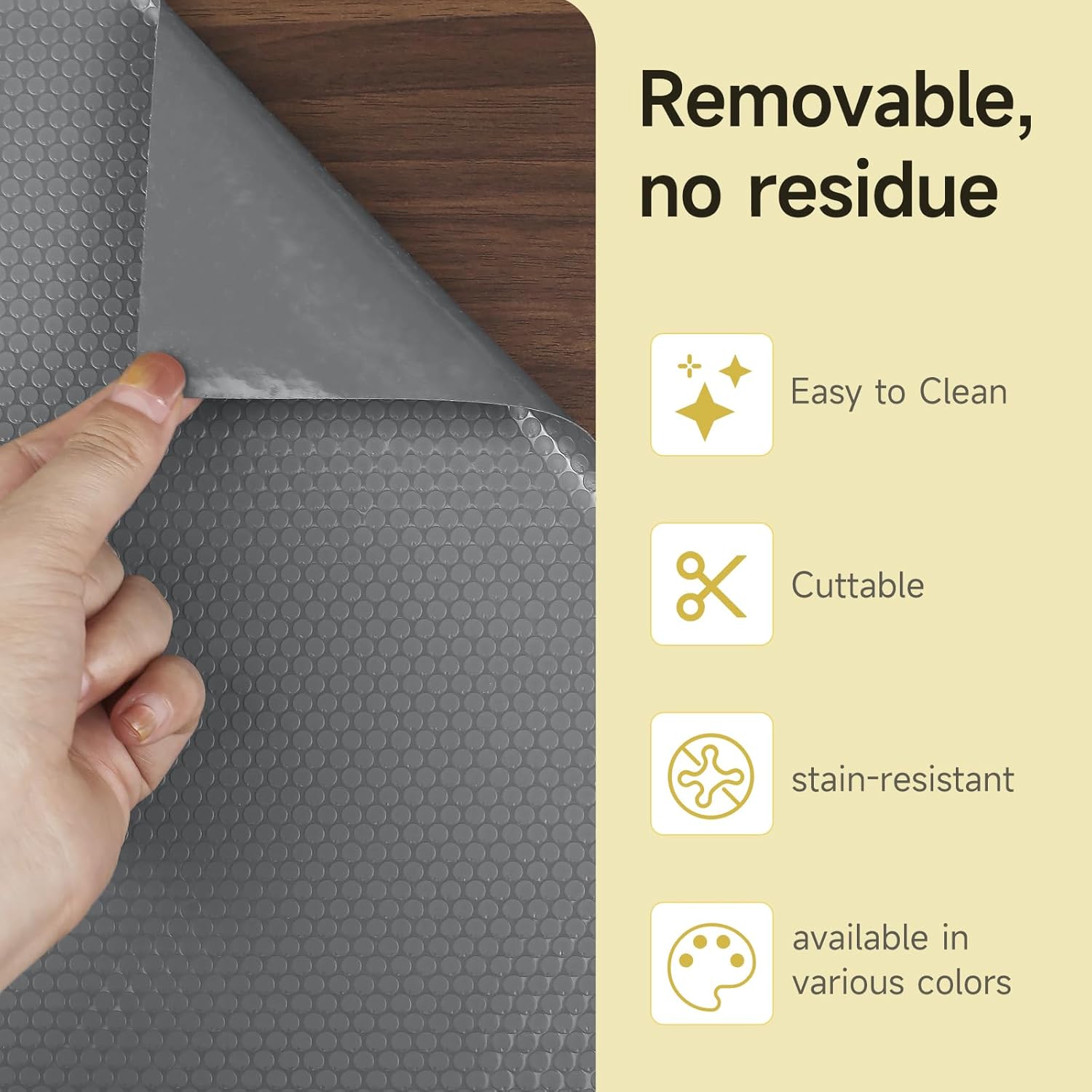 WochiTV Adhesive Shelf Liner 30 X 120 Inches Peel and Stick Kitchen Liner for Cabinets, Drawers Removable Protector Mat Waterproof Contact Covering for Dresser Pantry Countertops Shelves, Gray