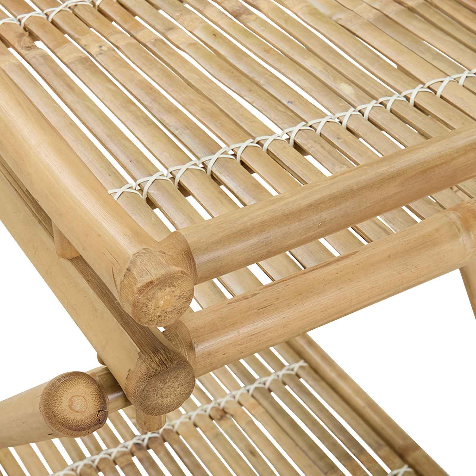 vidaXL Carrello da Servizio con Ruote Naturale 79 x 67,5 x 84 cm bambù, Carrello da tè in Bamboo Moderno e Resistente, Versatile per Interni ed Esterni, Pratico e Compatto con Ruote
