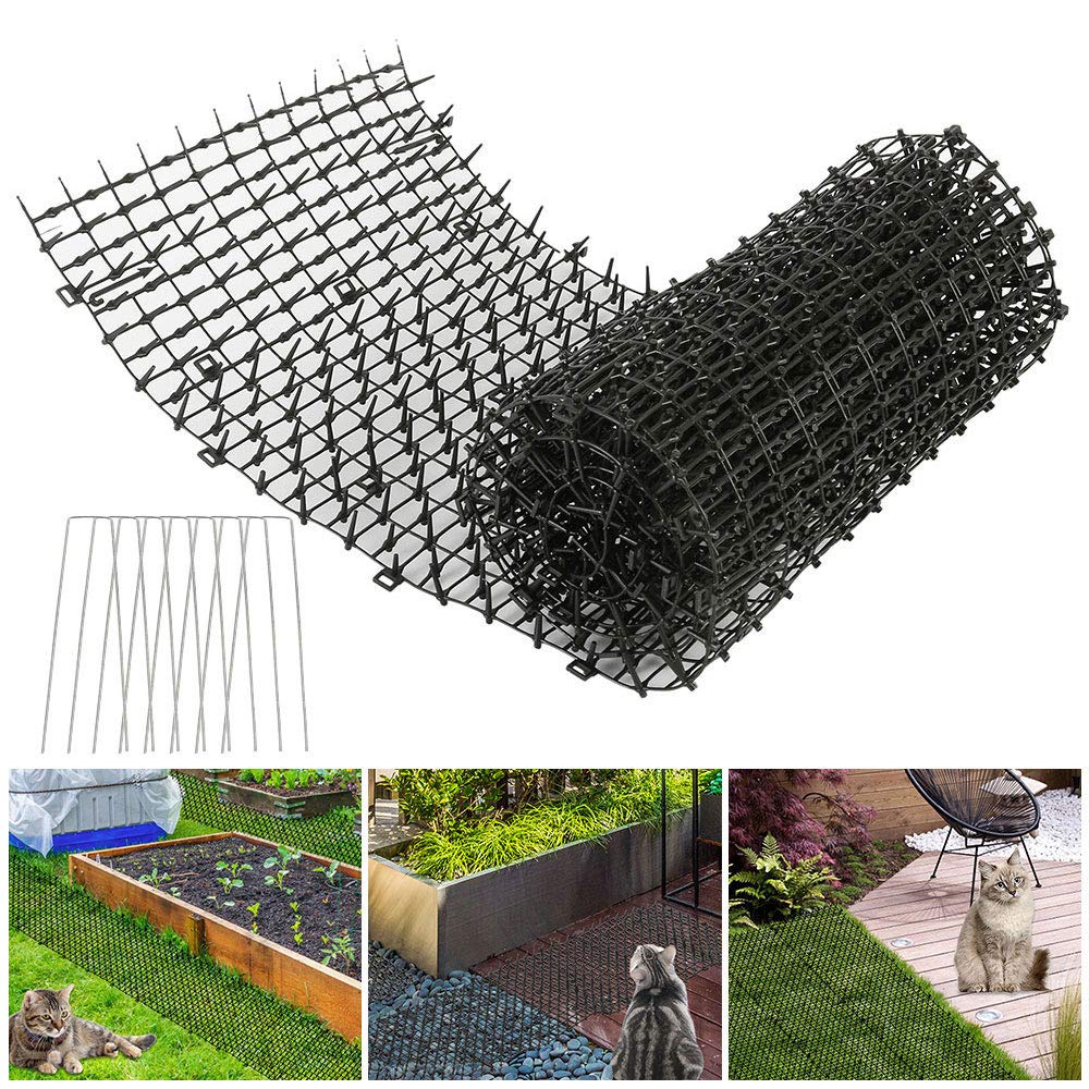 16-pack kattenafstotende outdoor scat mat katten honden plastic matten met spikes helder afschrikmiddel training huisdier mat kattenafstotende matten voor binnen buiten benodigdheden, 18,3 vierkante voet, 16 x 13 inch
