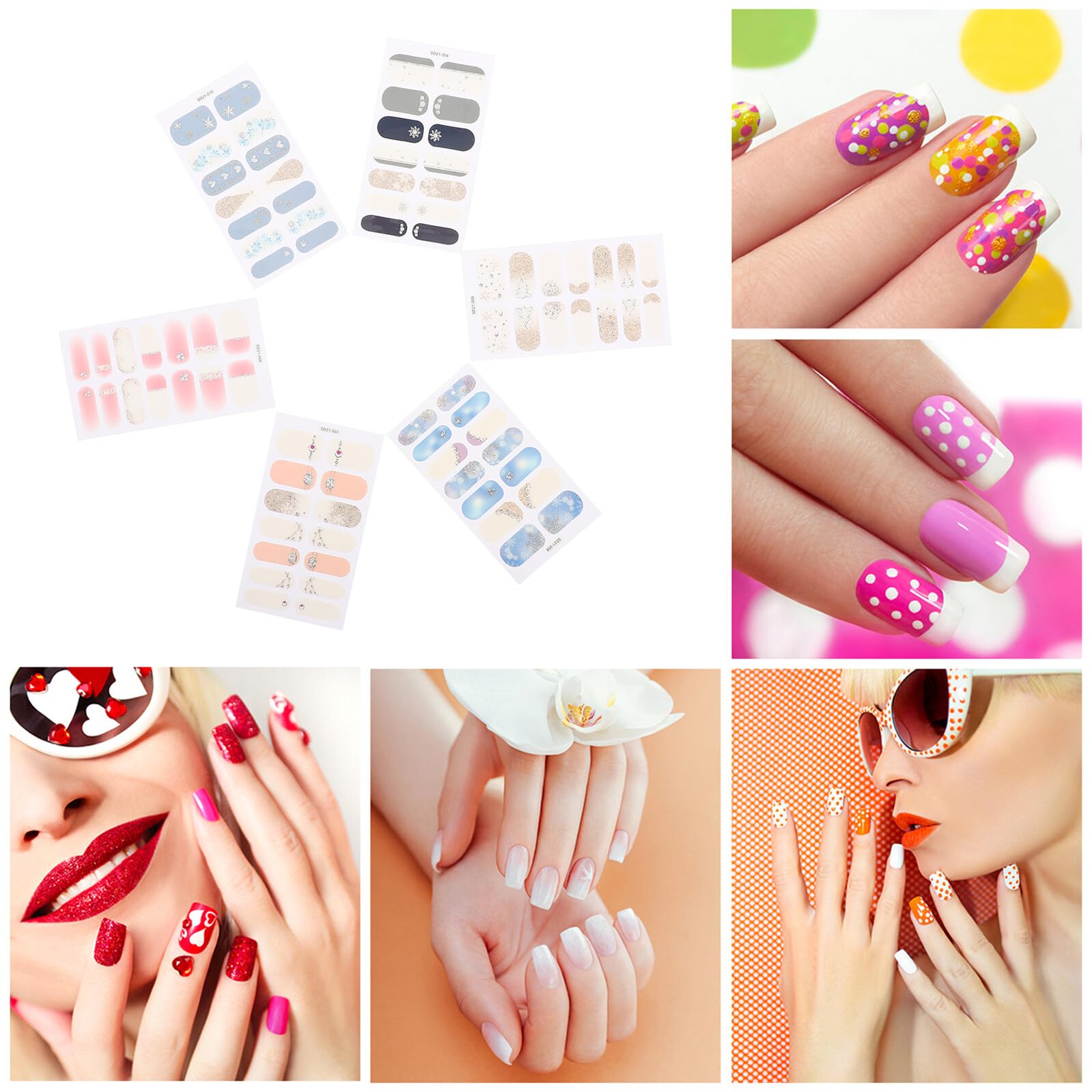 5 Set Adesivi Per Unghie Autoadesivi Con Delicati Per Nail Art Facili Applicare Adatti Per E Te Decorazioni Per Unghie Eleganti E Uniche 6 Fogli*5