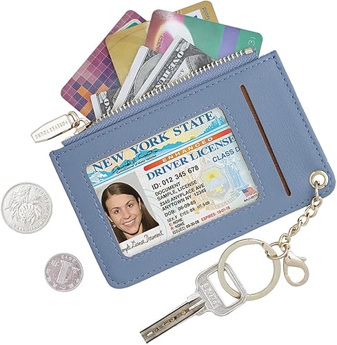 Miniatura 2 de Carteras pequeñas de cuero delgado para mujeres, tarjetero, cartera, monedero con llavero