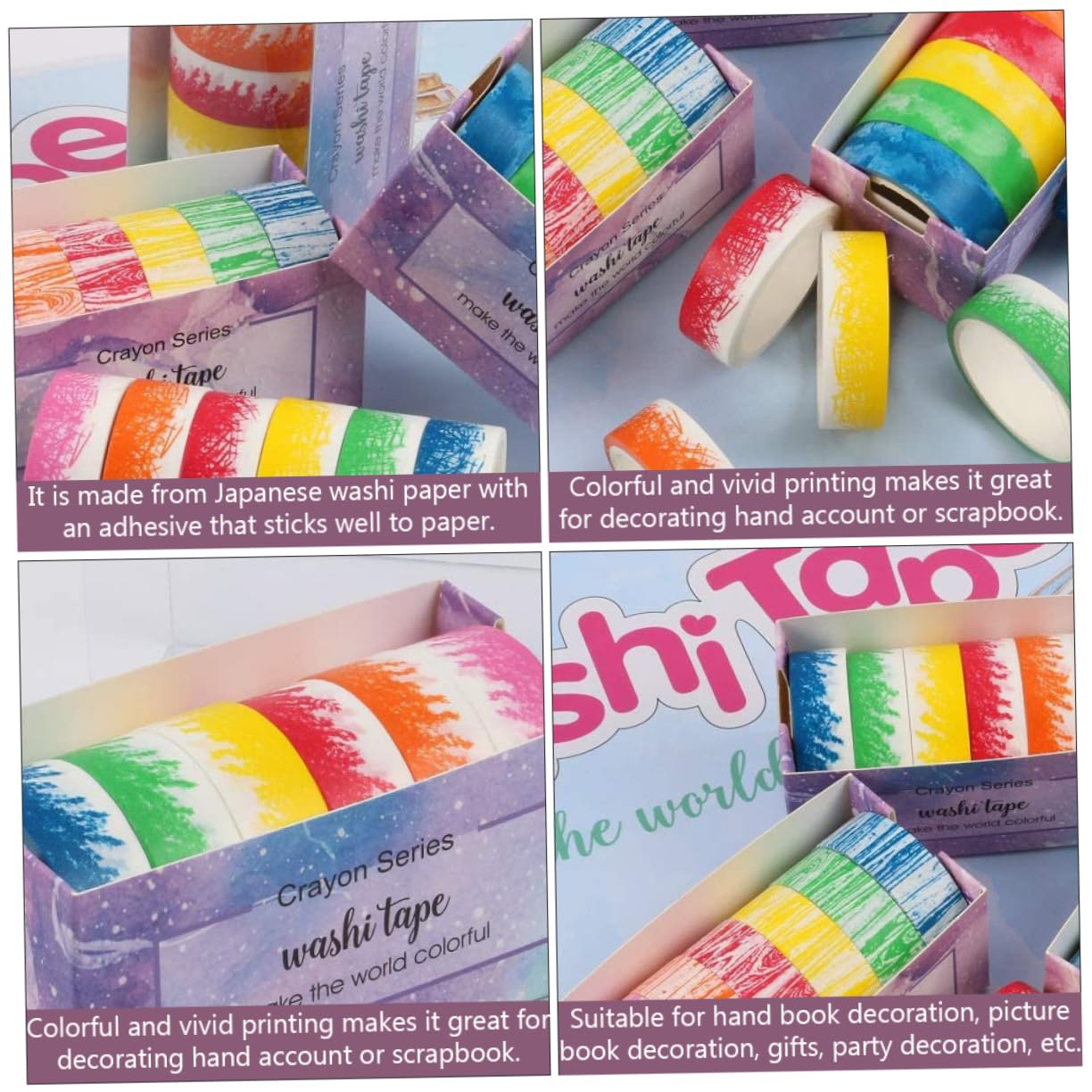 EXCEART 18rollos Cinta Washi Decorativa Adhesiva Cinta Masking para Manualidades Scrapbooking y Decoración y Diseño Creativo Sin Restos Al Retirar para Proyectos
