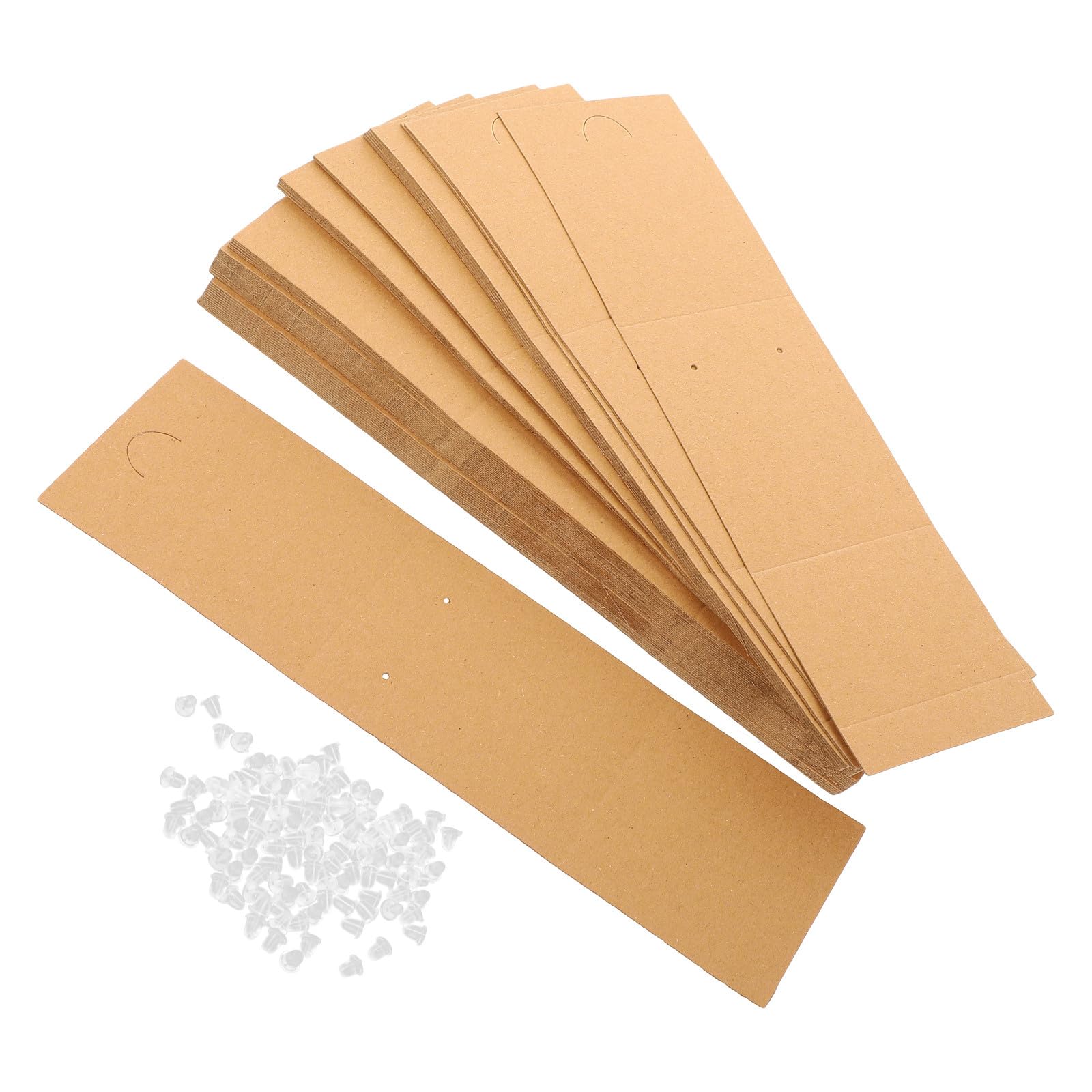 Cartes pour boucles d'oreilles Alipis en papier kraft rigide avec 100 fermoirs de maintien