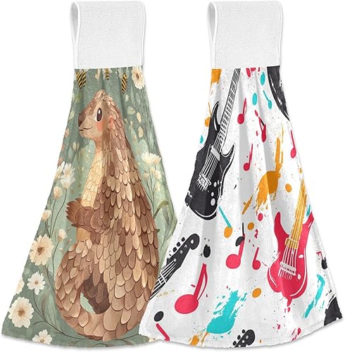 Kitchen Tie Towel Bath Towel Cute Pangolin Sage Green Retro Musical Rock White Sets escurridor de vasos para cocina