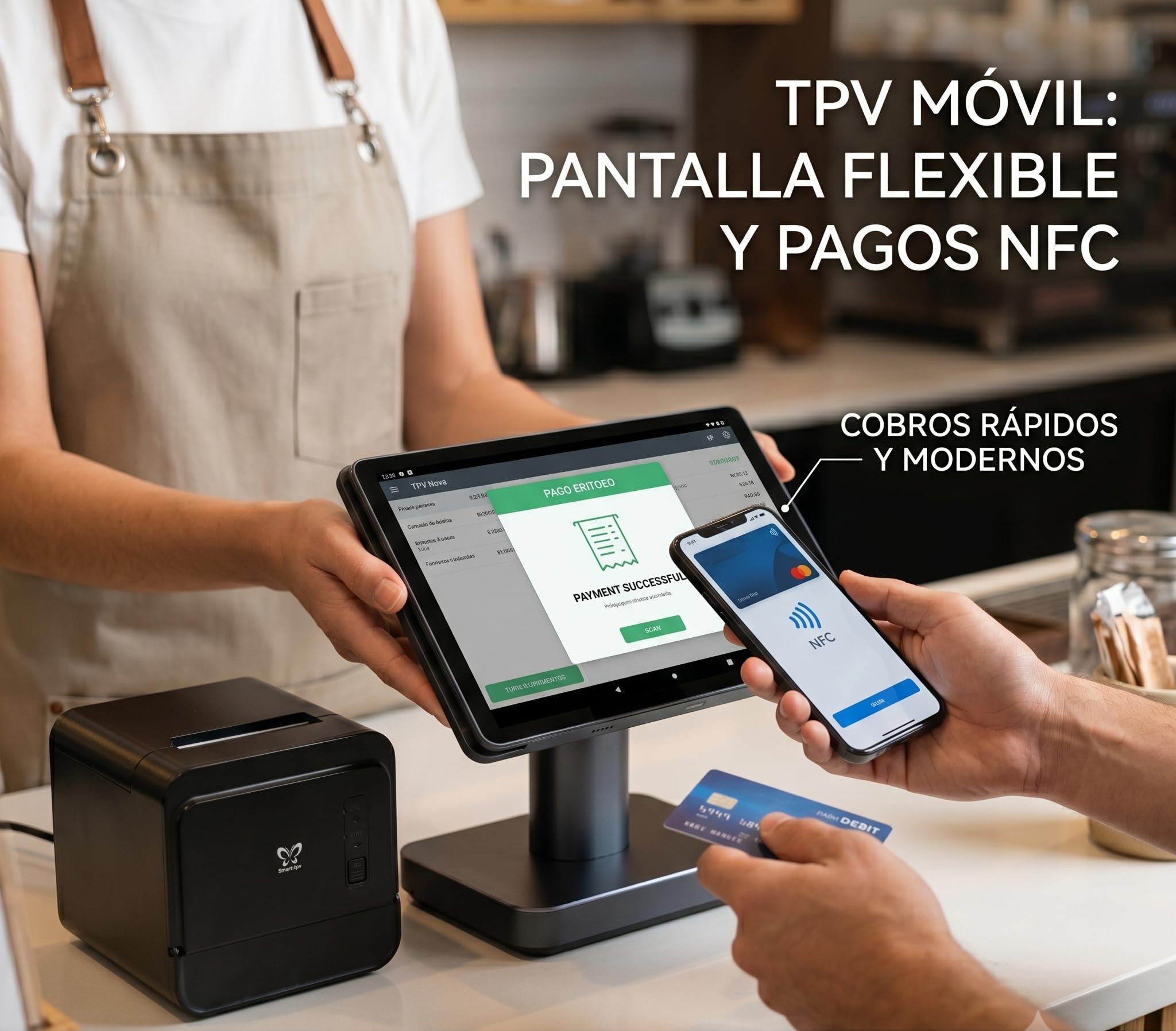 Pack Nova TPV Android 13 de 10.95 Pulgadas Terminal Punto de Venta con Impresora Termica 80 mm Cajon Portamonedas NFC WiFi 4G Negro