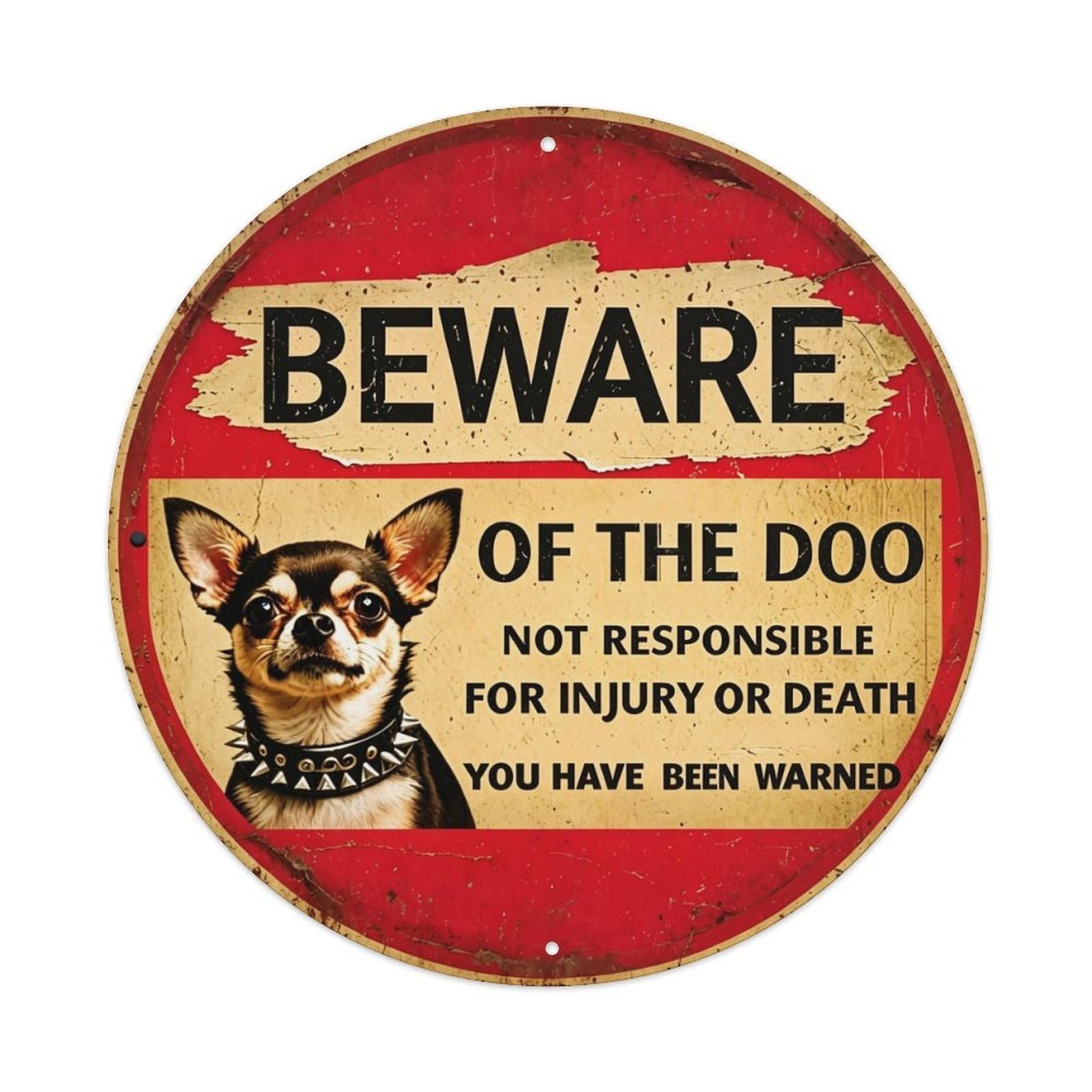 Beware Of The Doo Sign Tin Sign Metal Poster Vintage Metal Signs for Home Man Cave Bar Cafe Kitchen laundry room Wall Decorations 8x8 inches