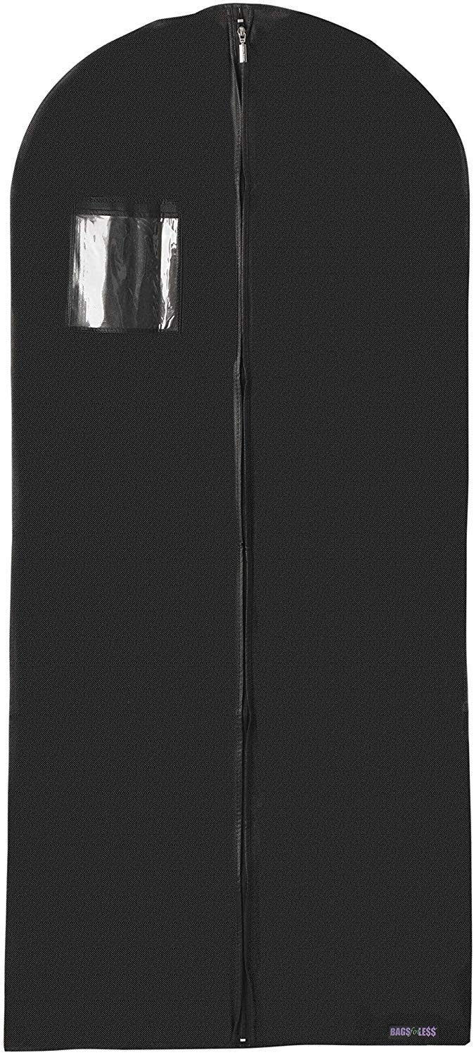 Bags for Less Black Garment Hanging Clothes, Travel and Dress Storage, Suits and Tuxedos, with Zipper 24 Inch x 55 Inch