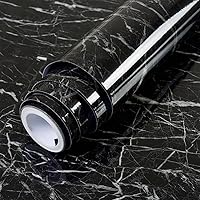 Vista 1 de Papel tapiz de mármol negro para despegar y pegar, impermeable, autoadhesivo, extraíble, textura de granito, película de vinilo para encimera, papel