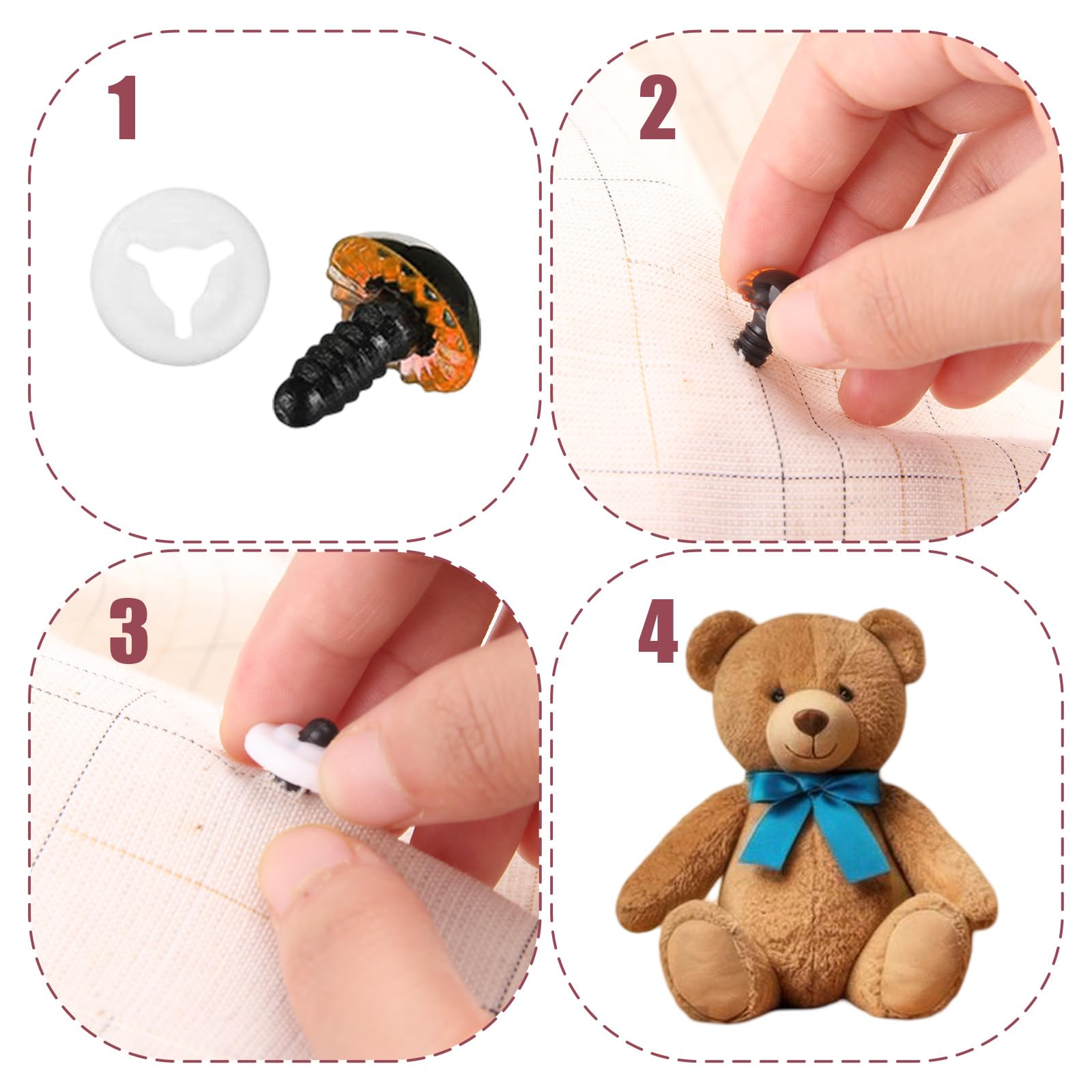 thumbnail: 36 Stuks Veiligheidsogen Amigurumi 15mm En 18mm - Gekleurde Poppenogen Met Ringen