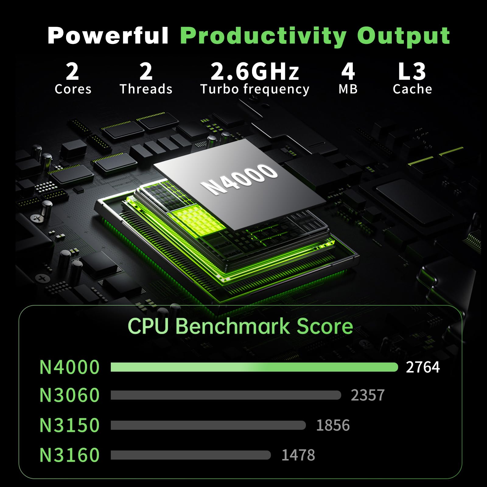 Ordinateur Portable 15,6 Pouces PC Portable Win 11 Celeron N4000 Processeur, 8Go DDR4 RAM 256Go SSD, Laptop Écran FHD IPS Pivotant 180°, Mini HDMI, 2*USB3.0, WiFi5, BT4.2 SSD Développer 1To