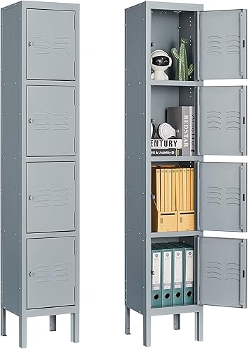 Letaya Armarios de almacenamiento con puerta de cerradura, armario de almacenamiento de metal de 4 niveles para empleados, escuela, gimnasio, hogar,