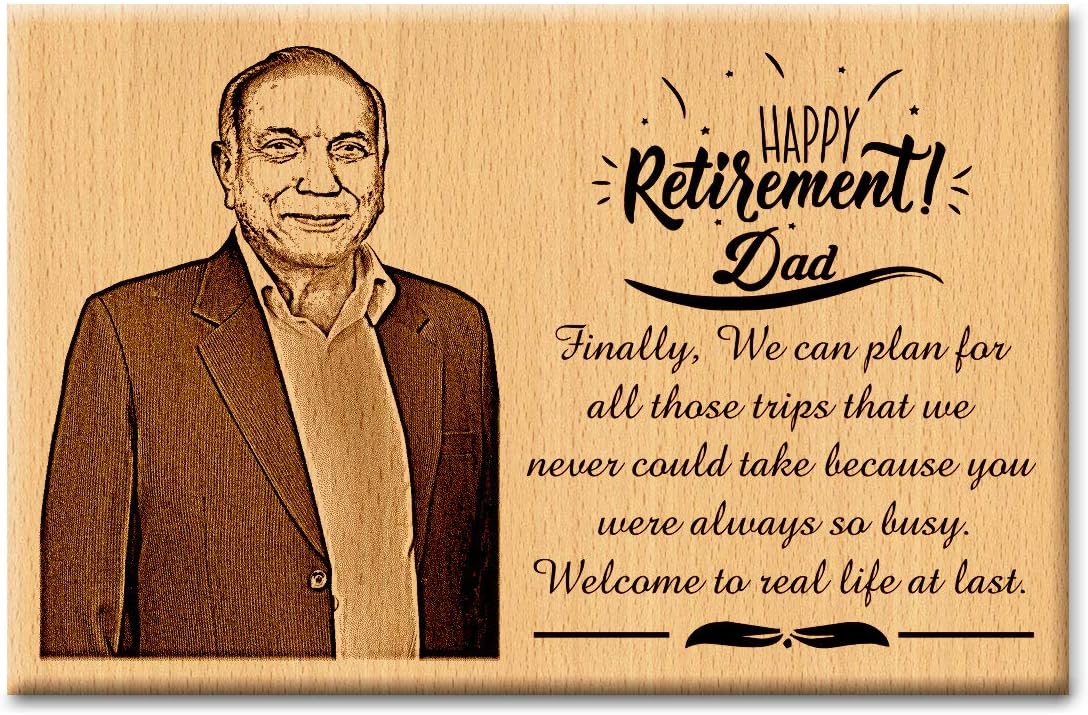Incredible Gifts India Retirement Gift for Father (6 X 4 inches) Rectangular, Wood, Brown, Tabletop, 6x4