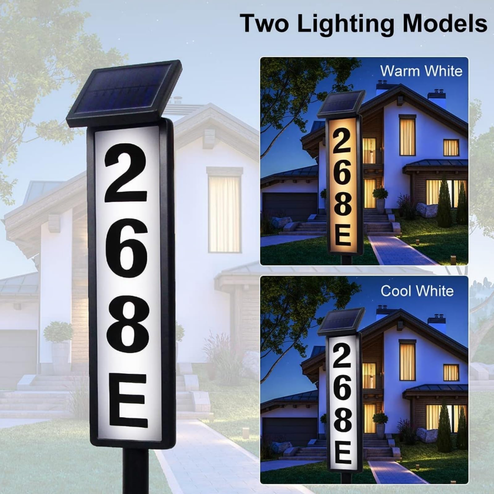LED Solar Adressschild Beleuchtete Hausnummern Wasserdichte Outdoor Plaque