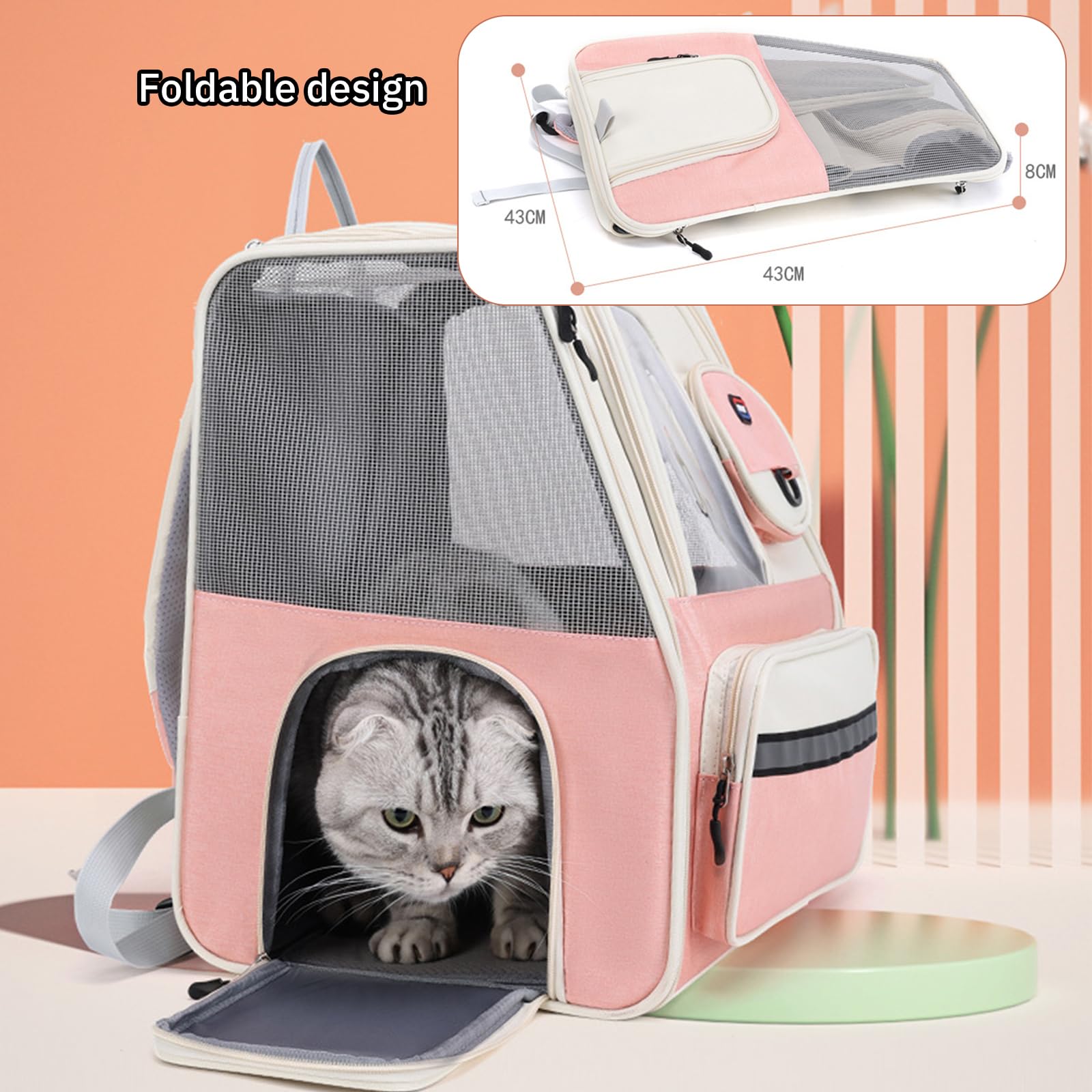 Transportin Gato con Ruedas Y Varilla Telescópica, Mochila Perro Transpirable Y Impermeable, Transportin Perro con Arnés Interno, Mochila Gato Carga Máxima 8Kg Maleta Trolley,Verde