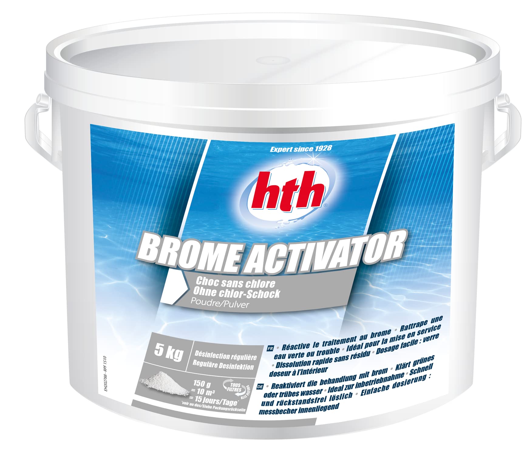 HTH Brome ACTIVATOR Oxygen Shock Granulés - 5kg | Activateur de Brome - Oxygène Actif Choc - Désinfection Choc sans Chlore - Dissolution Rapide + 10 Tests HPS OFFERTS 6 en 1