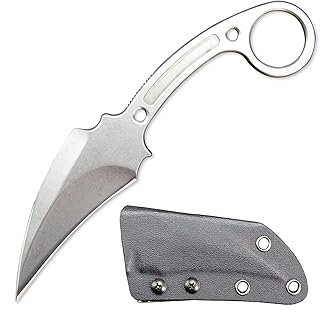 C1149 Fixed Blade Knife,D2 Steel Blade+Stainless Steel Handle Claw knife with Sheath for Outdoor, Survival,Hiking,Camping(Silver) - Ccanku