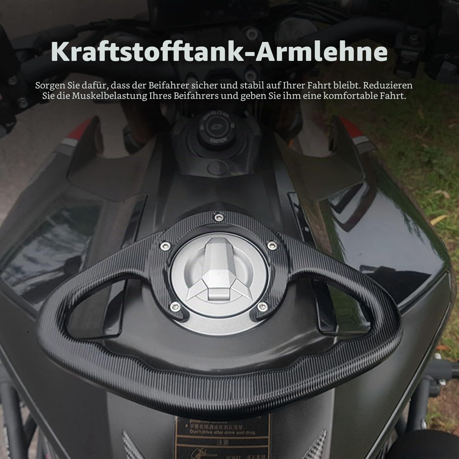 Motorrad Beifahrer Handgriff Tank Haltegriff Armlehne für Z800 Z1000 ZX6R ZX10R schwarz