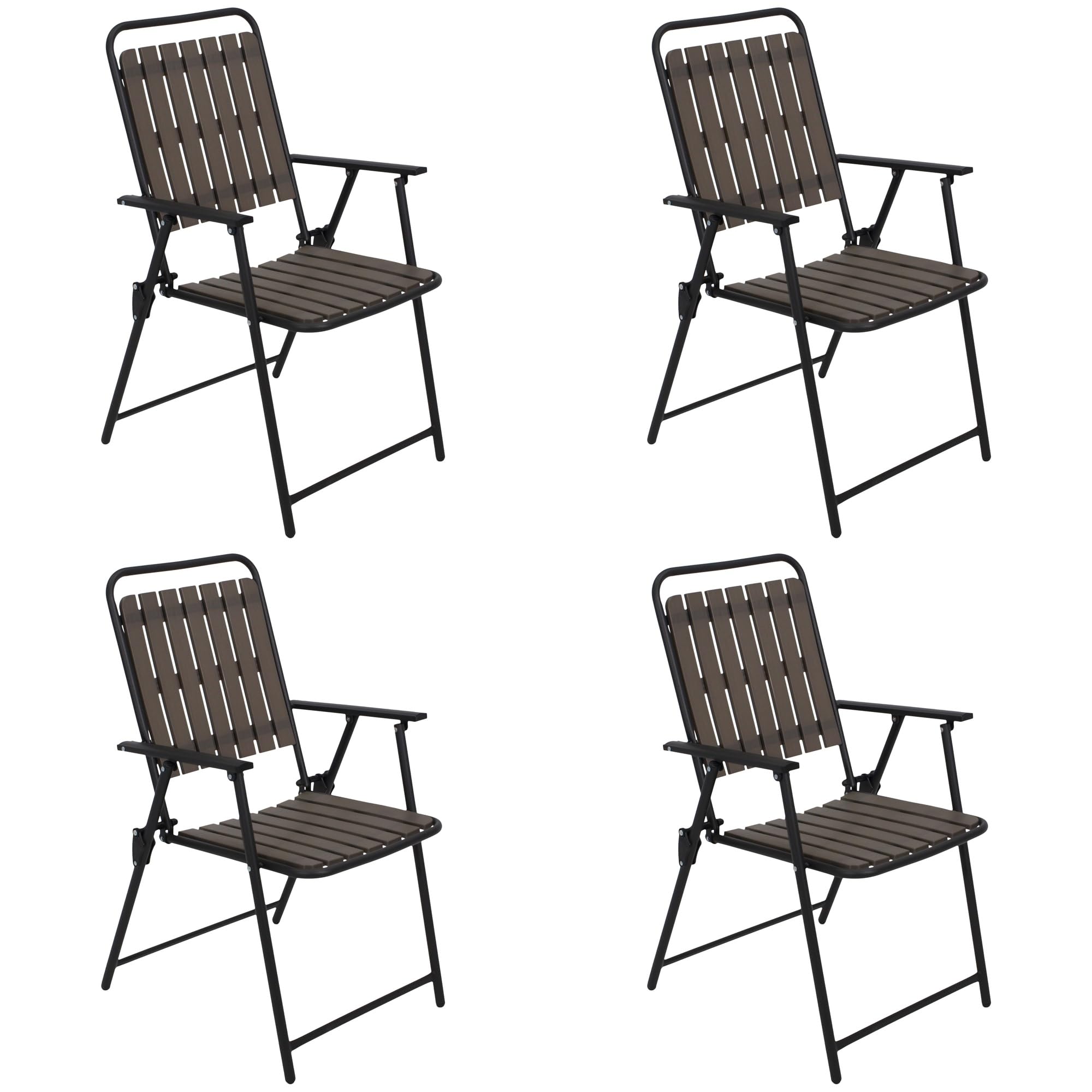 DEGAMO Klappsessel Campingstuhl ASCIANO, Metall anthrazit + Kunststoff in Holzoptik grau, klappbar, wetterfest, Outdoor