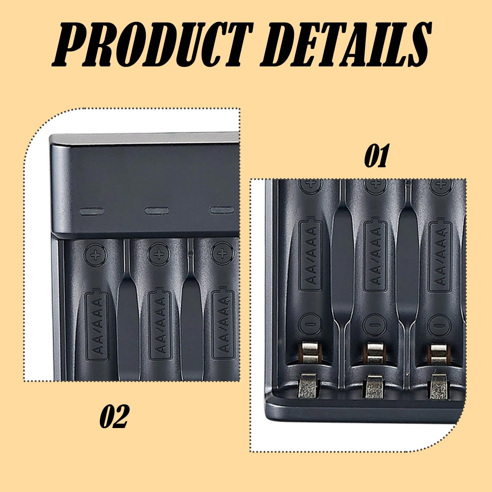 Cargador de batería USB de 4 ranuras para baterías recargables AA AAA