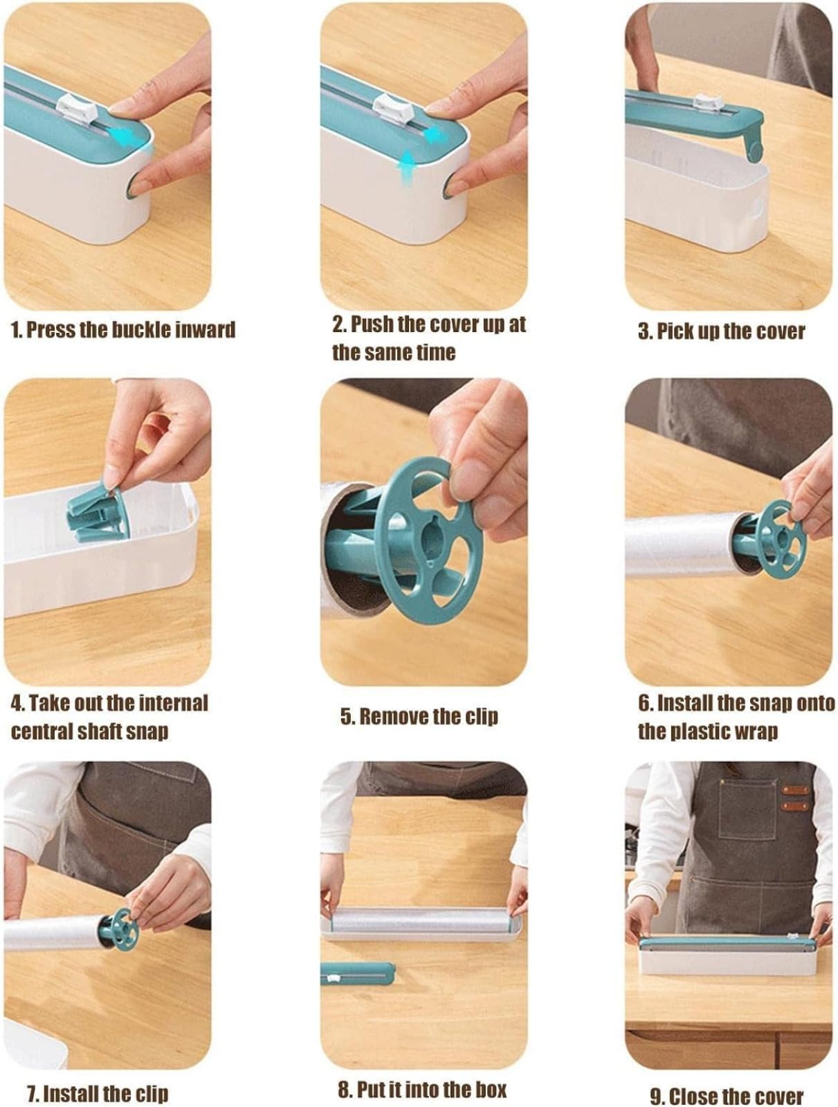 Distributeur De Film, Rangement Papier Alu Et Film Alimentaire, Boîte De Découpe De Film Alimentaire, Distributeur De Film Alimentaire avec Cutter, Dérouleur Film Alimentaire pour Cuisine