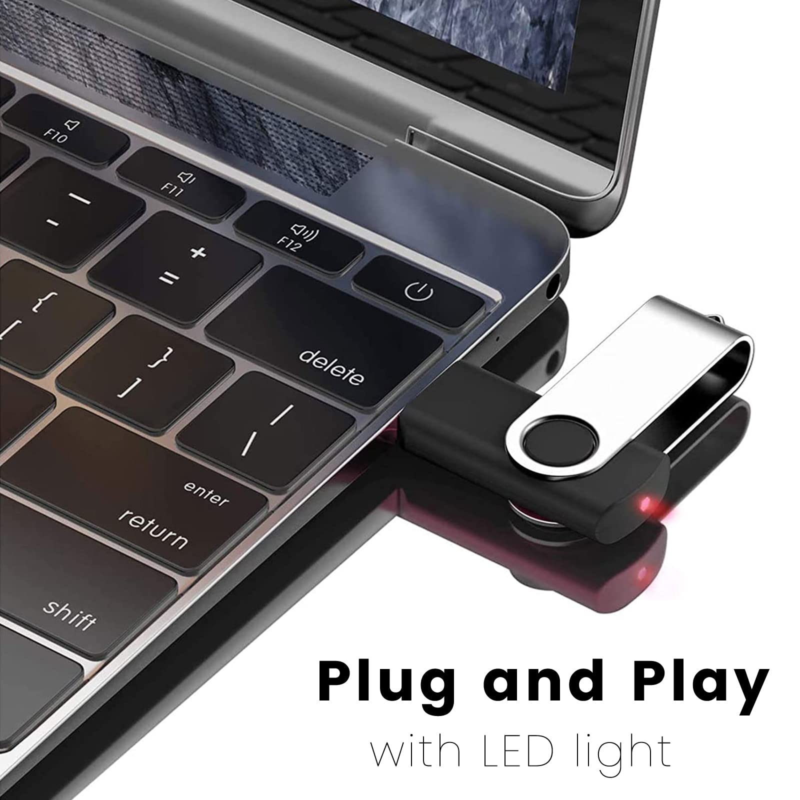 AreTop USB-Sticks, 8 GB, Flash-Laufwerk, 10 Stück, drehbares Design, mit LED-Anzeige für Computer/Tablet/Laptop/Auto/TV (10 verschiedene Farben mit Schlüsselband)