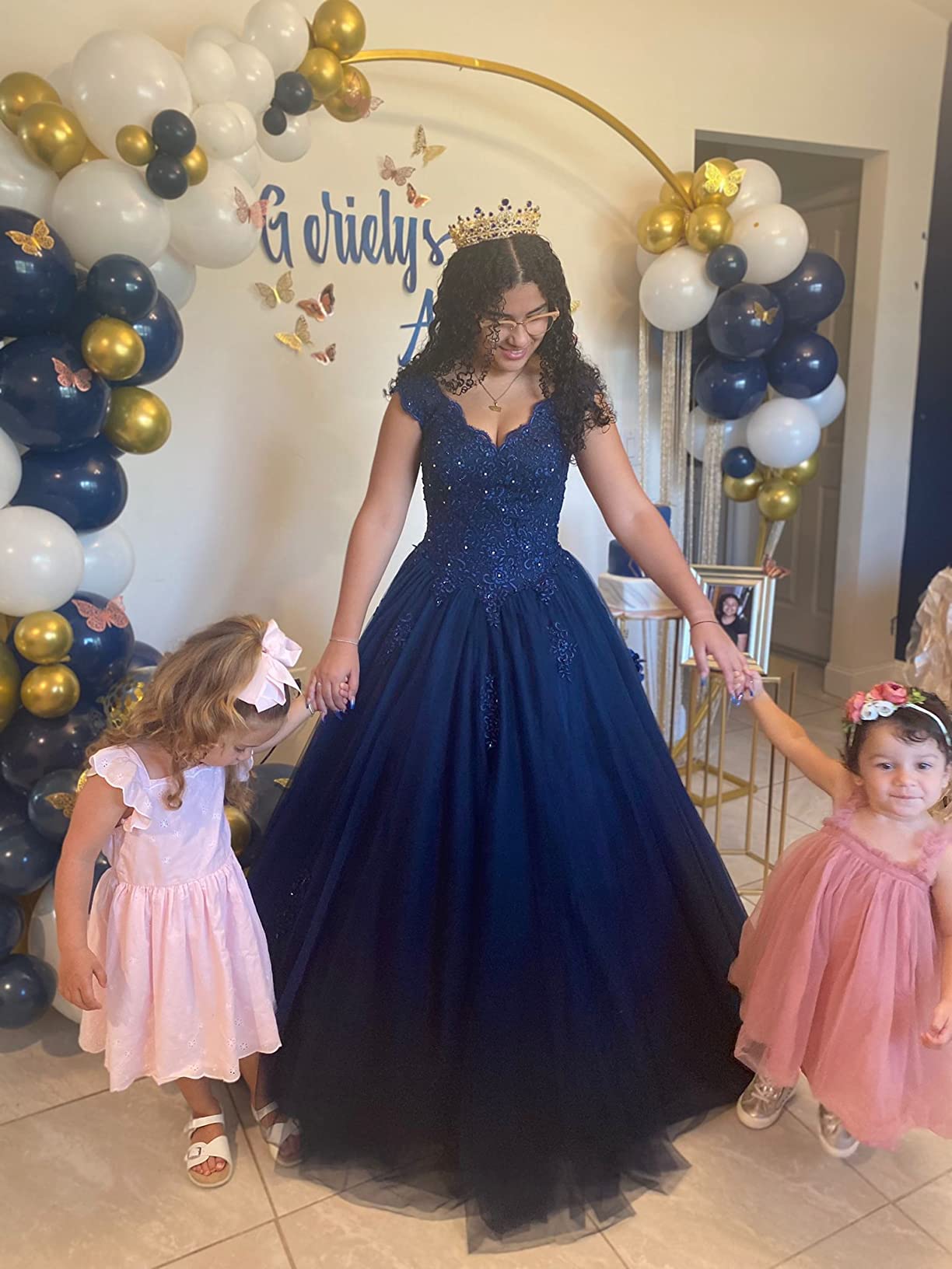 QXMYOO Vestido largo de quinceañera para mujer, lindo, 44