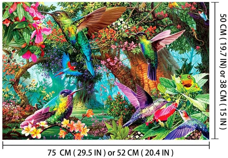 Miniatura 2 de Rompecabezas de madera de 1000 piezas para adultos y niños, rompecabezas de colibrí y flores, juguetes educativos de descompresión intelectual para