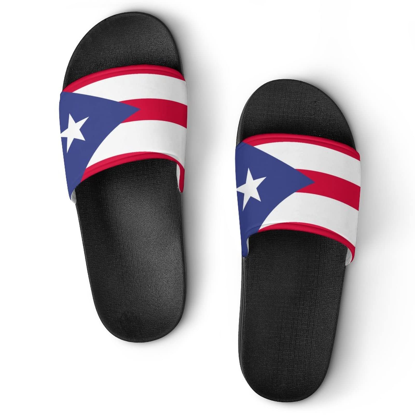 TAIZIYEAH Slippers for Women and Men Puerto Rico Flag Bedroom Shower Comfortable and Lightweight Sandals Indoor Outdoor Summer Slippers Black-Style-8