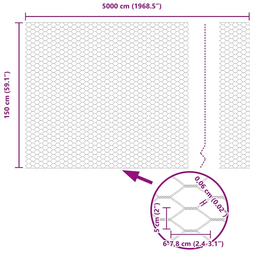 Cerca Hexagonal Plateado 1,5 x 50 m Acero galvanizado para gallineros y huertos,Protege Animales pequeños,Uso Exterior Seguro y versátil Tamaño de Malla 50 mm