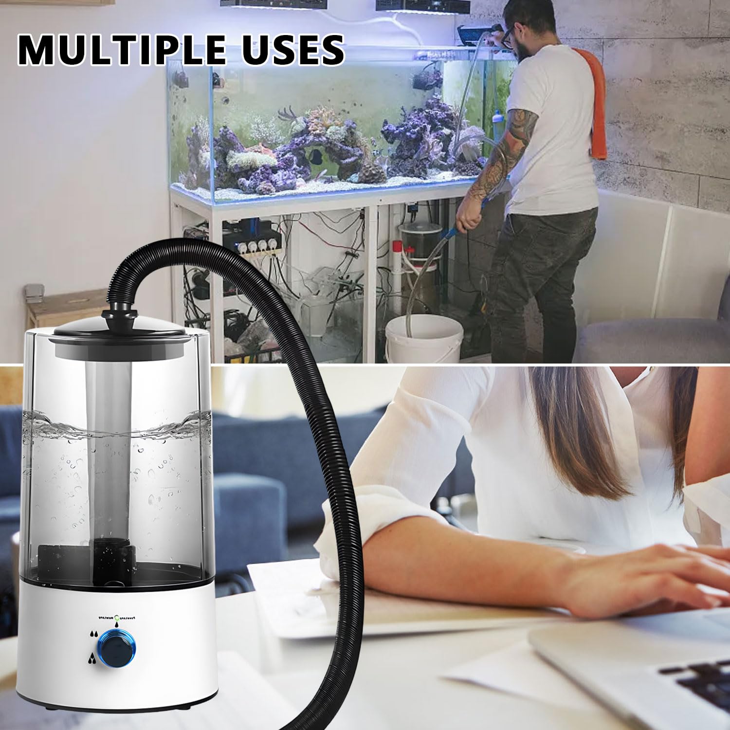 Humidificador de reptiles de 4 litros, máquina de niebla de terrario de tanque de reptiles con tubo usable, atomizador ultra silencioso para reptiles, anfibios, plantas húmedas