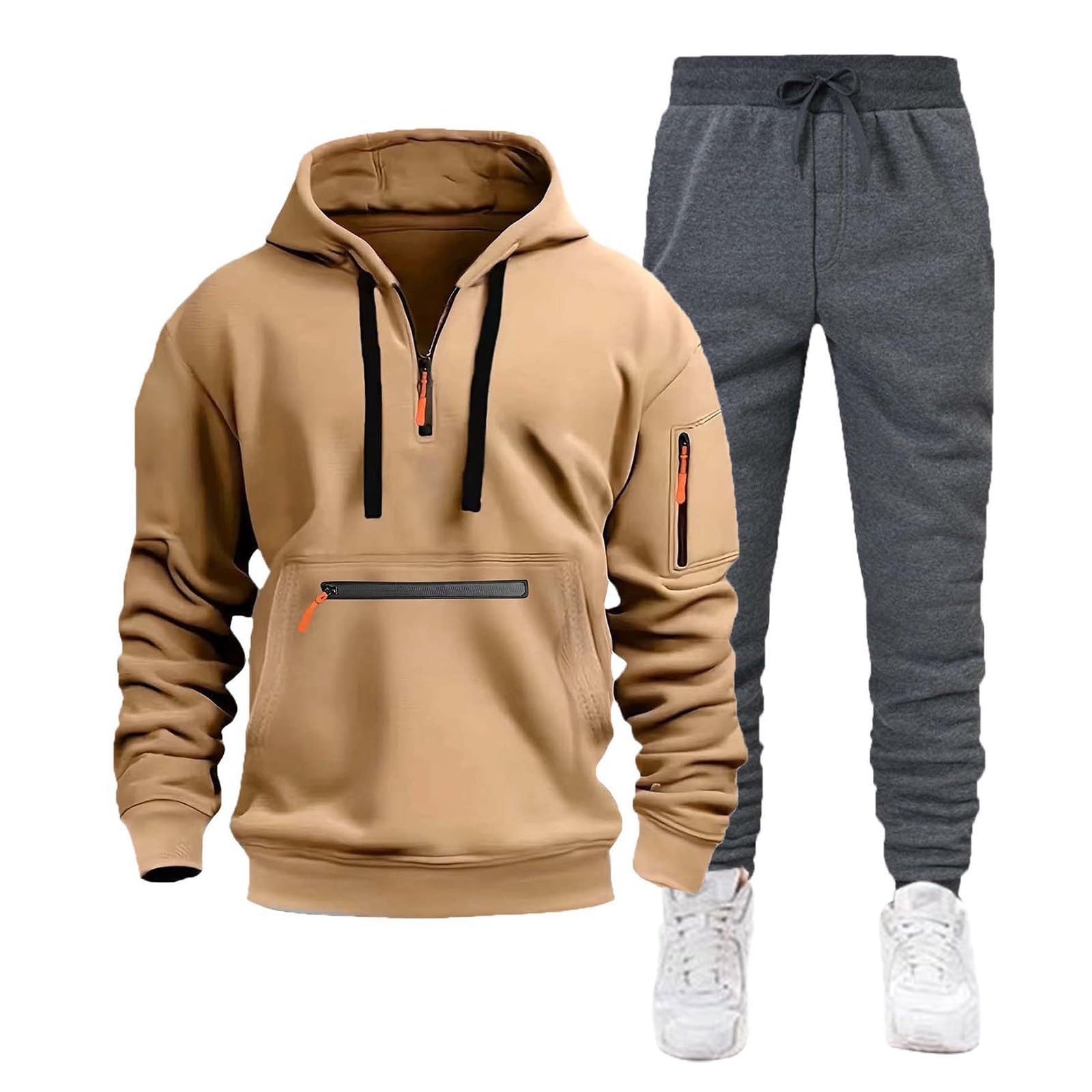 Tute da Ginnastica Uomo Maniche Lunghe Felpa con Cerniera e Jogging Pantaloni Sportiva Set Tuta Completa Tracksuit,Tuta Uomo In Pile,Regalo Natale Halloween Capodanno