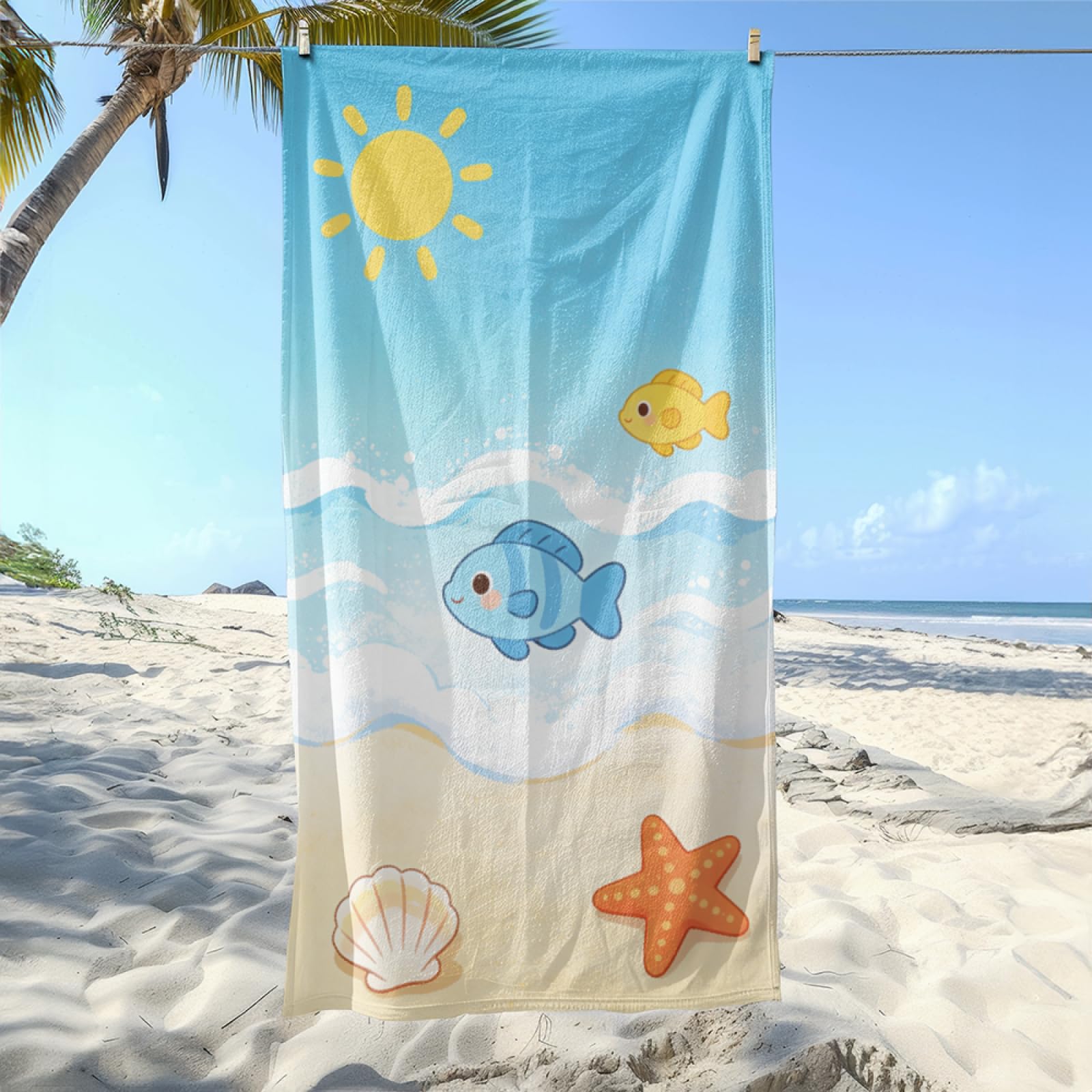 Fouta PlageShell Bleu Rose Modèle Surdimensionné avec Diverses Tailles, Respirante et Portable, Parfaite pour Voyages Sorties Piscine et Usage Extérieur Quotidien 90x160 cm