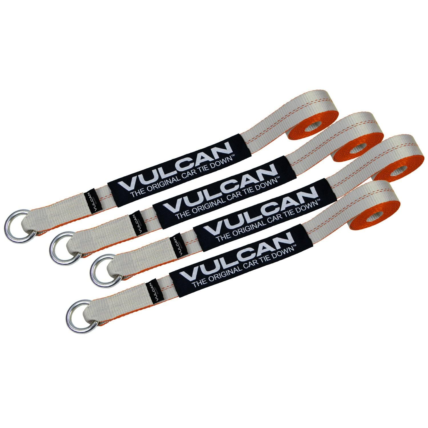 VULCAN Uprząż do opon Wheel Dolly z uniwersalnym O-ringiem - styl lasso - 5 cm x 244 cm - 4 sztuki - seria srebrna - bezpieczne obciążenie robocze 1,5 kg - tylko paski - grzechotki sprzedawane