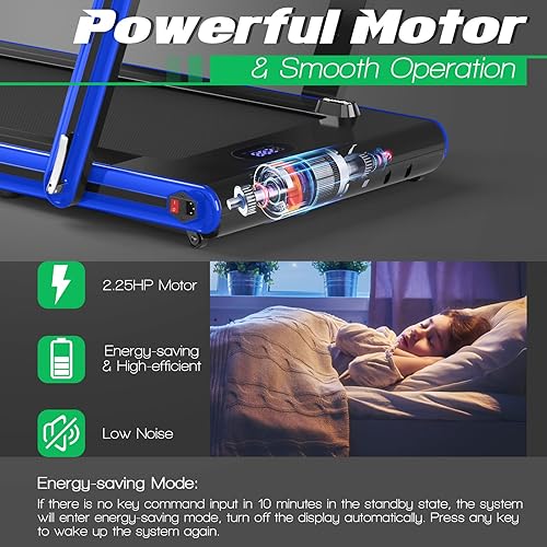 Miniatura 9 de GYMAX Caminadora 2 en 1 para debajo del escritorio, máquina de correr plegable con pantalla LED doble, aplicación y control remoto, almohadilla para