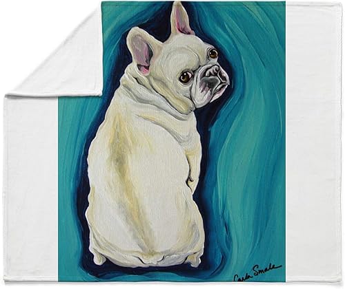 Miniatura 4 de CafePress Manta de bulldog francés blanco, manta de felpa súper suave, 60 x 50 pulgadas
