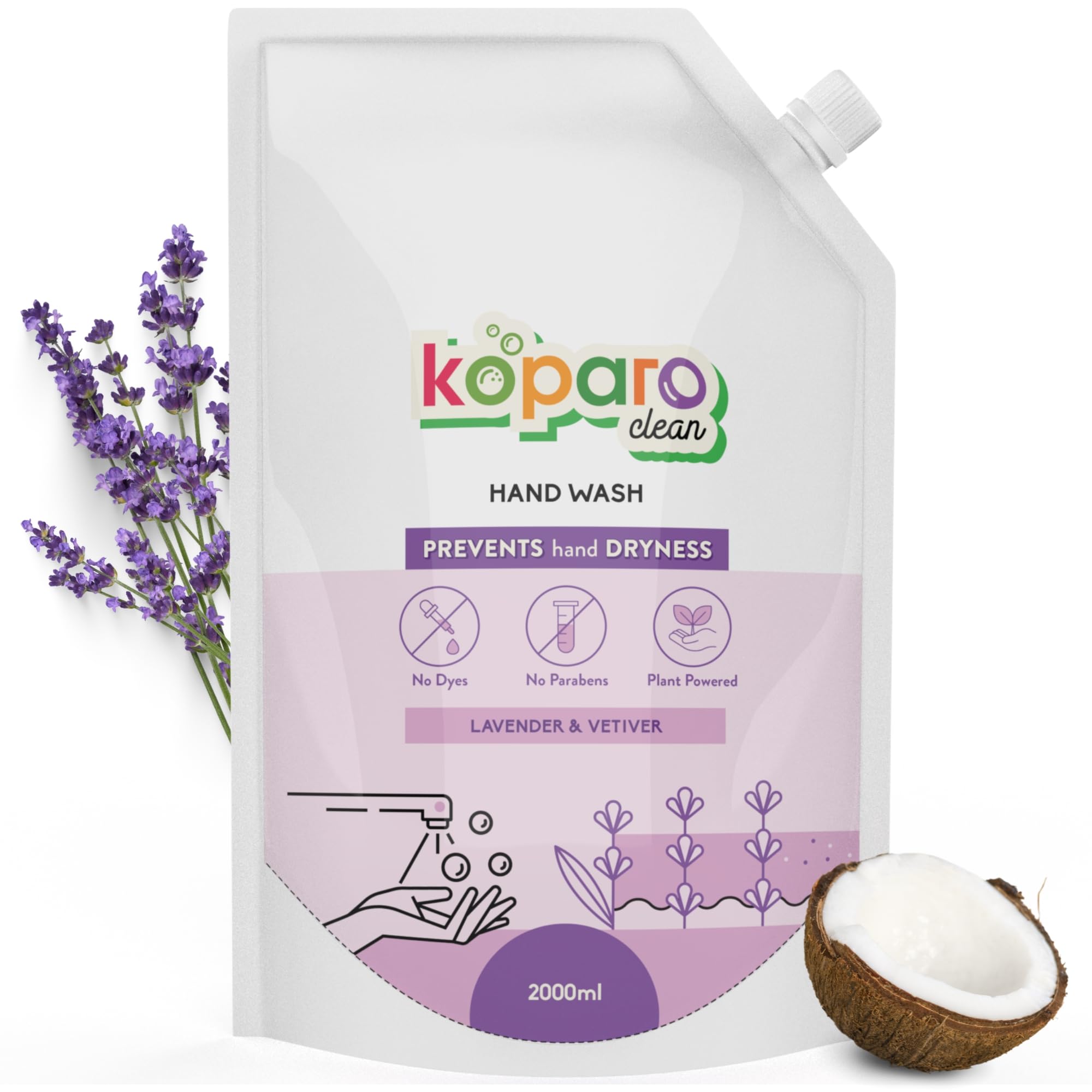 Koparo Natural Hand Wash Liquid,2 Litres,Lavender Fragrance,Ph Balanced Infused With Glycerin & Tea Tree Oil Germ Protection,Safe For All Skin Types,Organic,Eco Friendly,Plant Based,Safe For Kids-image-25