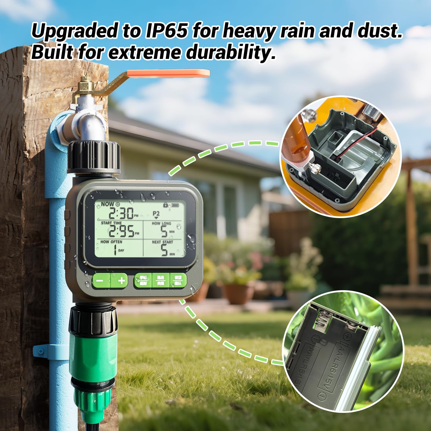 NexusLab Sprinkler-Timer Outdoor, Wasser-Timer für Gartenschlauch, programmierbare Bewässerung mit Regenverzögerung/manuell,