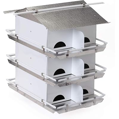 Birds Choice Premium Aluminum Purple Martin House – 12 Room, 3 Floor Birdhouse with Starling Resistant Entrance Holes, Ventilated Roof & Easy Cleaning, Unassembled