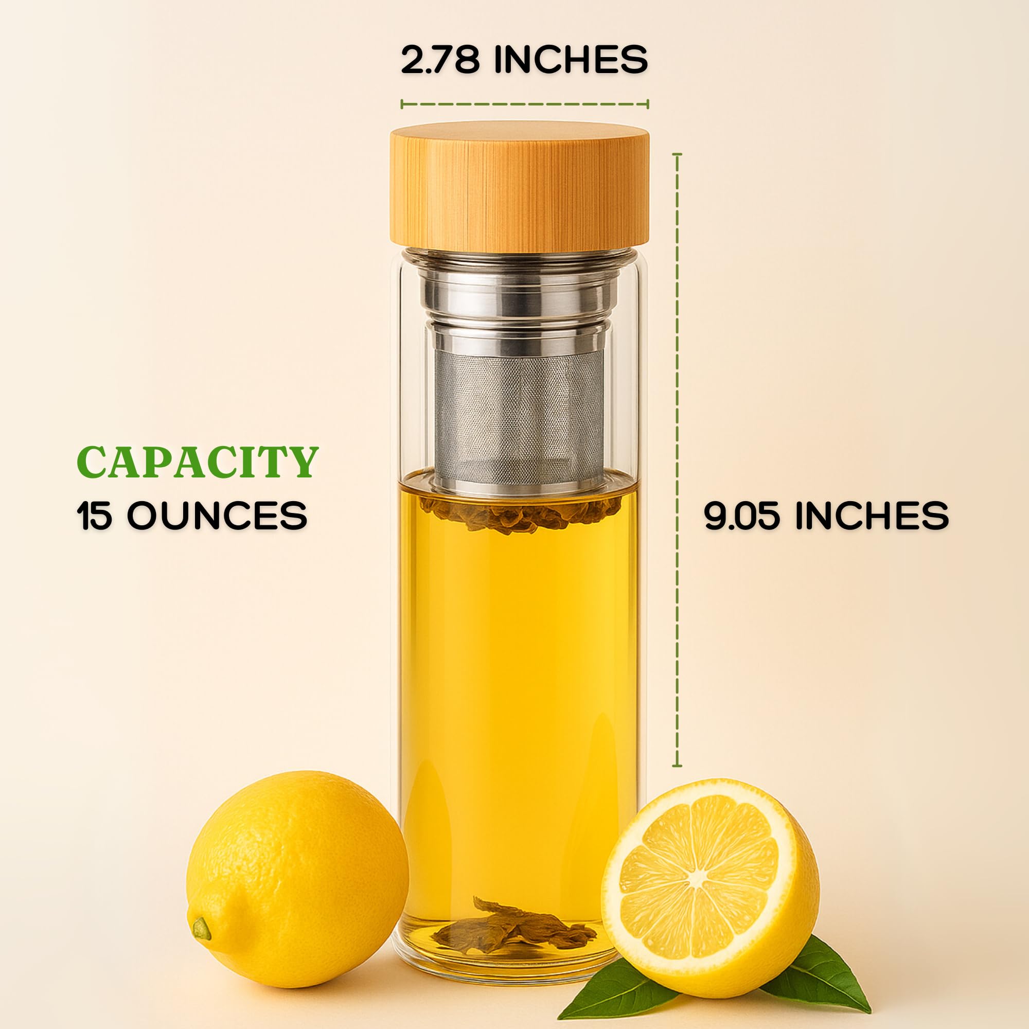 Filtered Blend Glass Water Bottle with Tea Infuser thumbnail 5