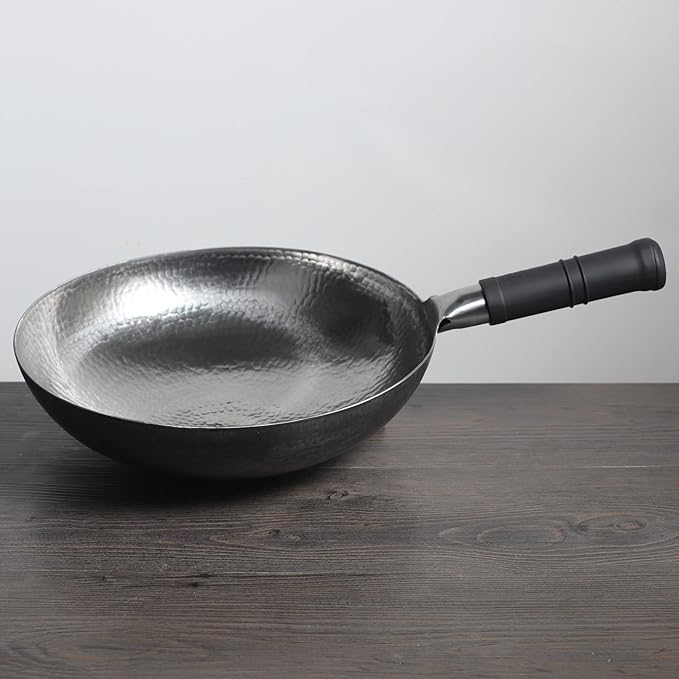 Wok de Acero al Carbono Martillado a Mano 13.3 pulgadas, Mango de Acero miniatura 2