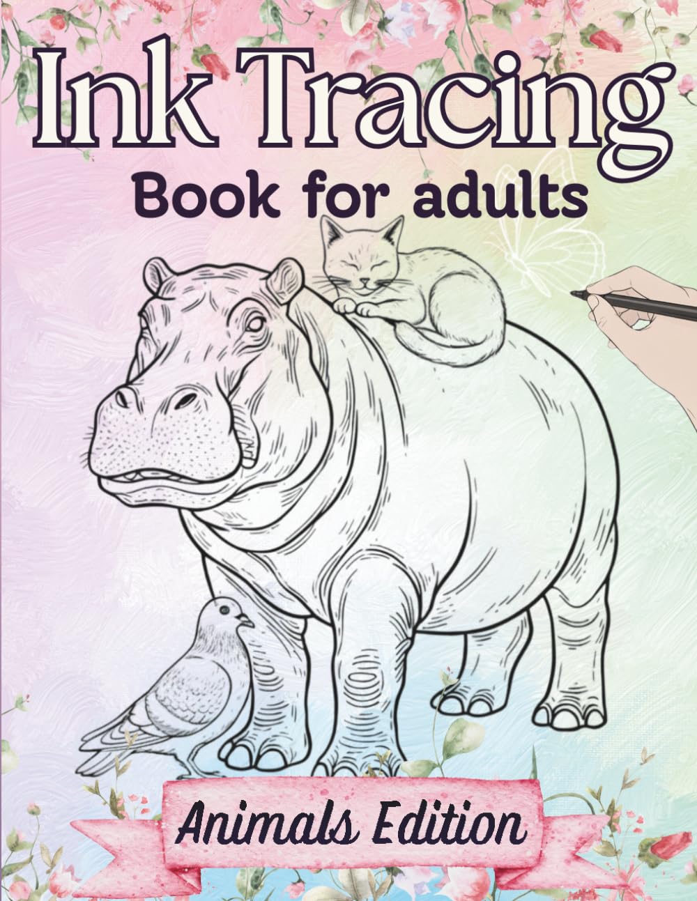Ink Tracing Book for Adults - Animals Edition: Calming Reverse Coloring Book - Trace the White Lines with a Black Pen to Reveal Amazing Animals