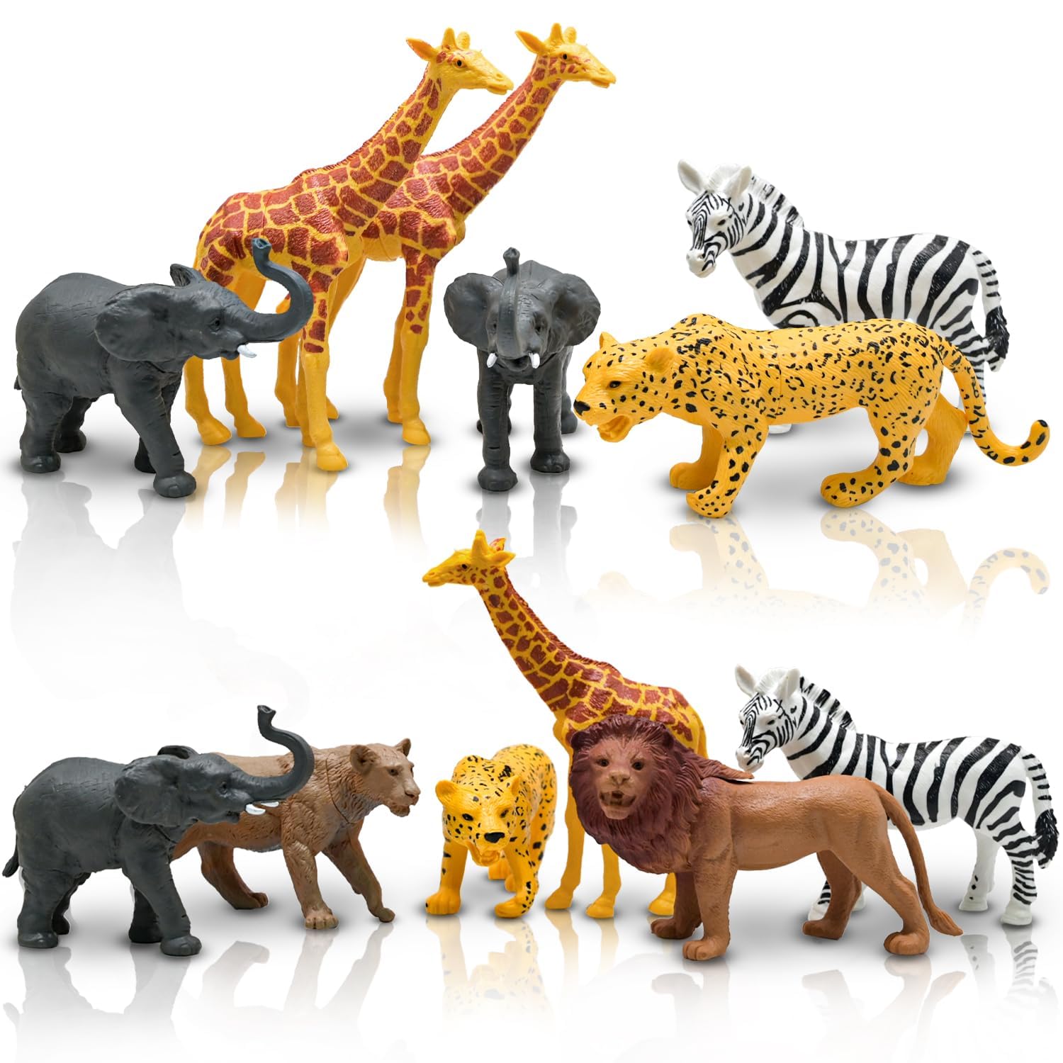Safari Animals Figures, Plastic Zoo Animals Toys for Toddlers 1-3, Realistic Jungle Animal Figurines for Kids 3-5, 12Pcs Wild African Toys Birthday Gifts Christmas Stocking Stuffers