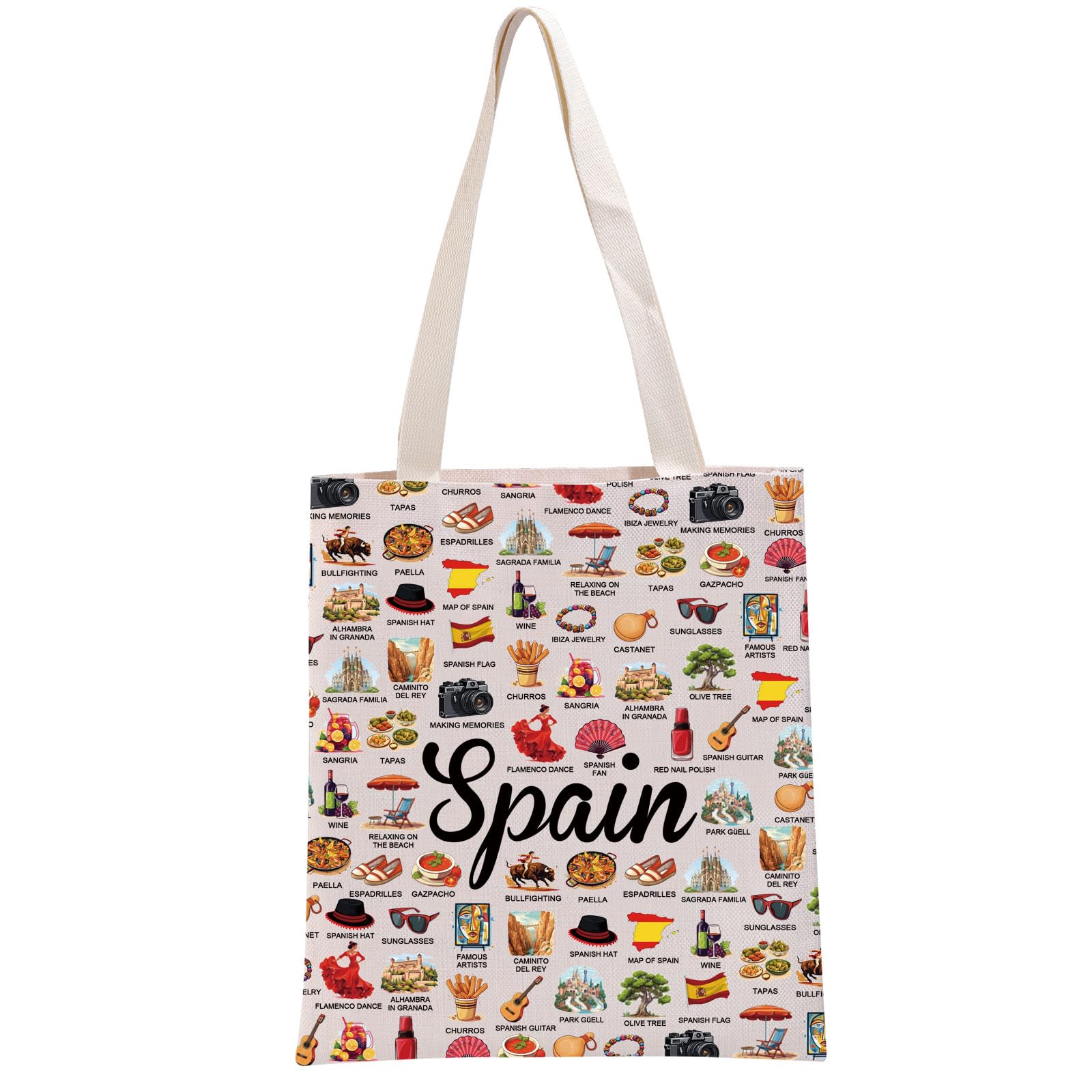 G2TUP Spain Lover Gift Spain Travel Tote Bag Spanish Culture Handbag Spain Tourism Gift Spain Vacation Gift