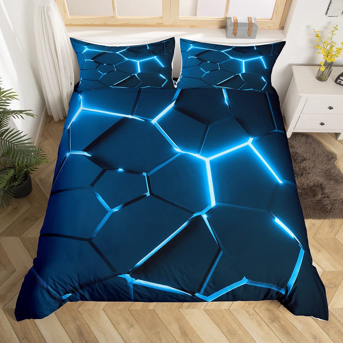 Couvre-lit à carreaux réticulés Homemissing en microfibre premium noire