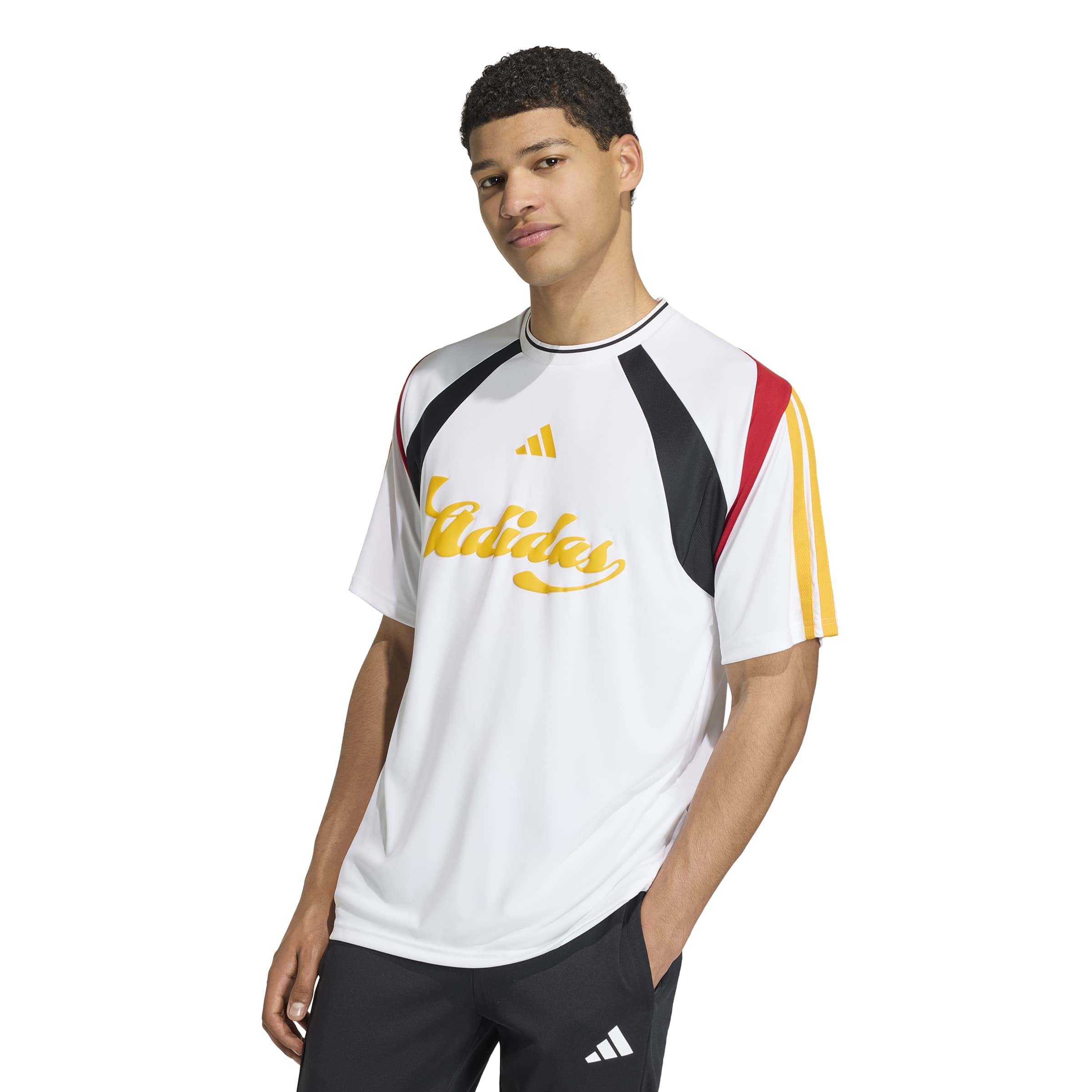adidas Men's Germany World Cup 2026 Apparel Jersey Tee White/Black/Team Power Red /Collegiate Gold Large