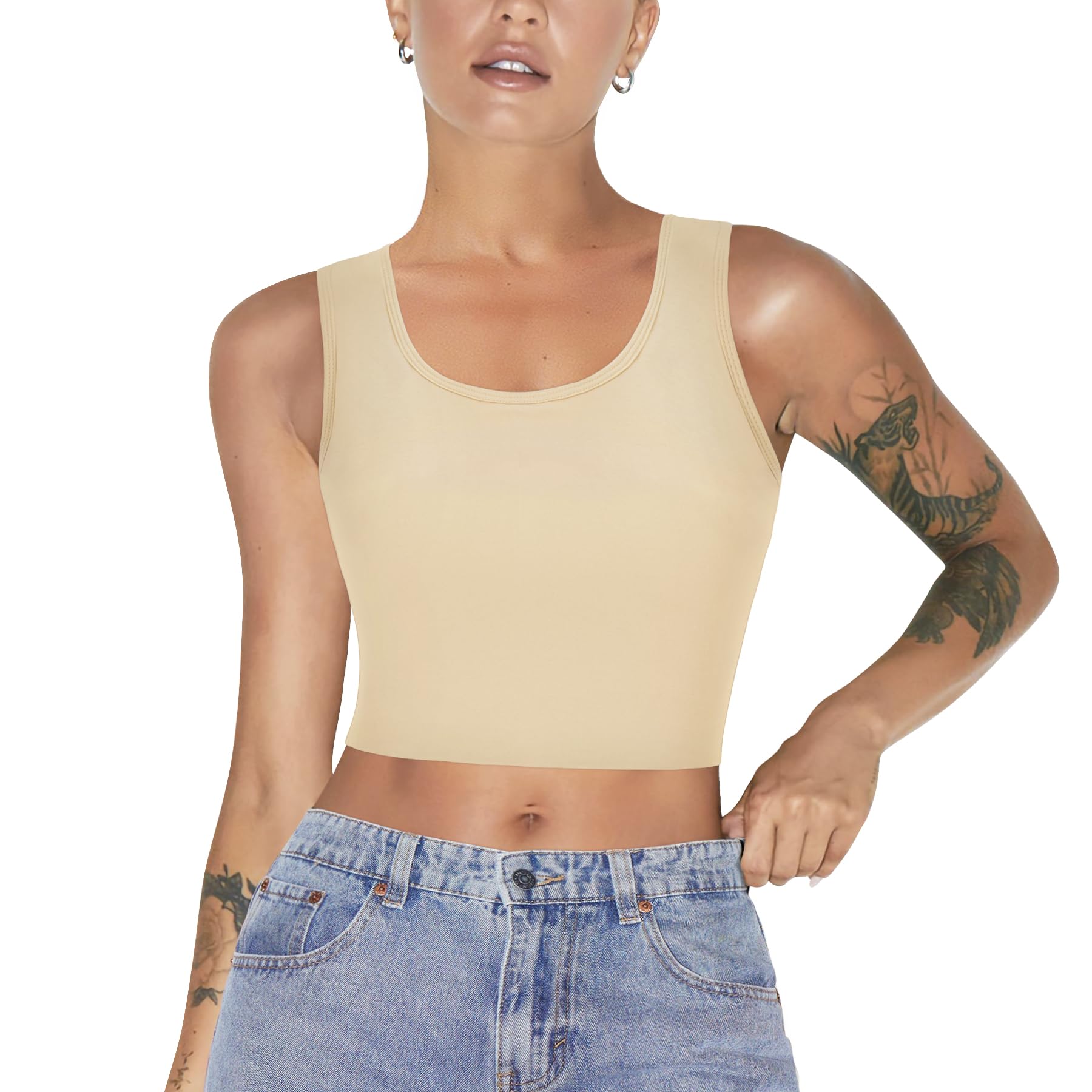 LODAY Women Transgender Tomboy FTM Elastic Chest Binder Bra Pullover Tank Top