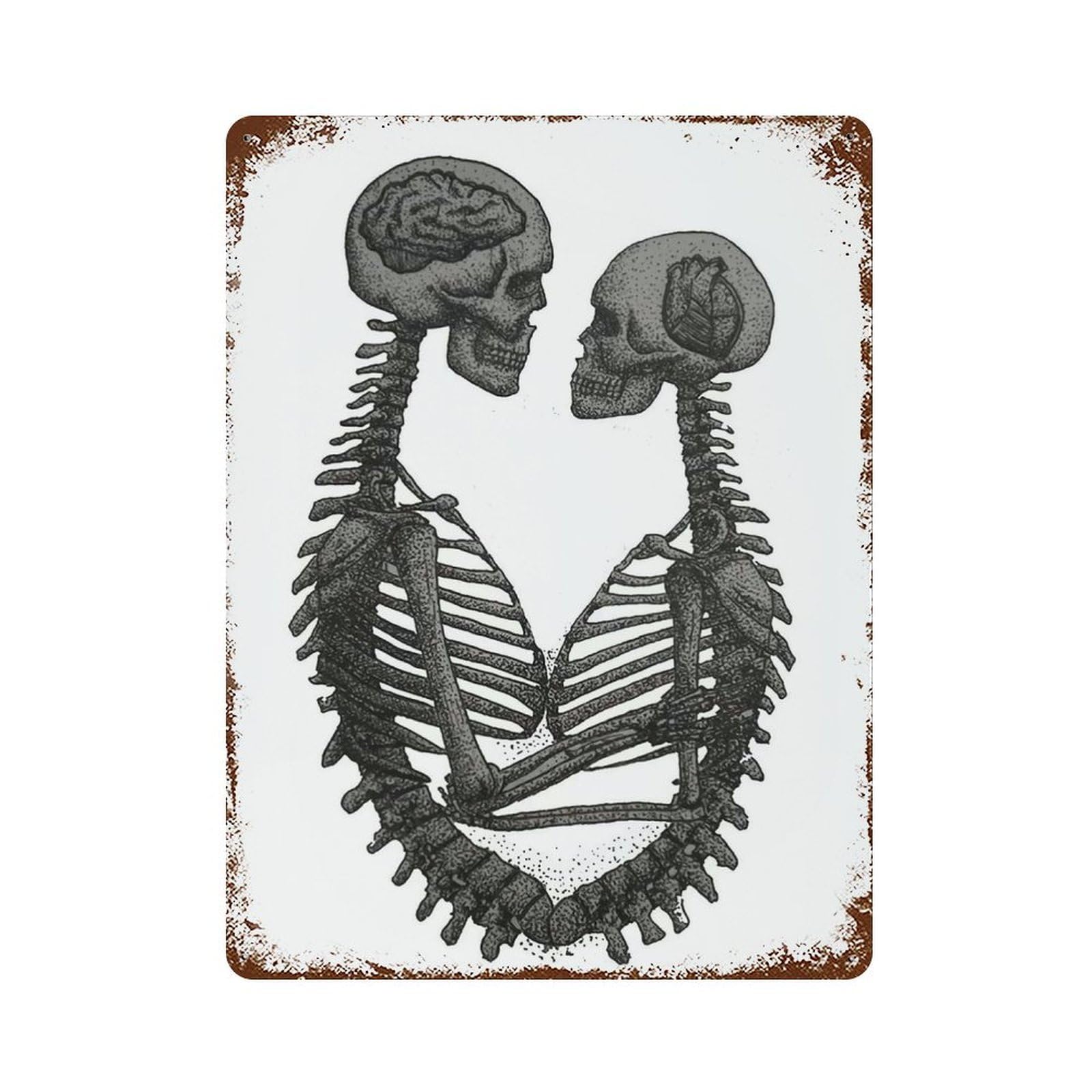 Fused Skull Minimalist Rustic Tin Plaque 15.7"x11.8", Novelty Wall Decor for Garage, Pub Or Kitchen