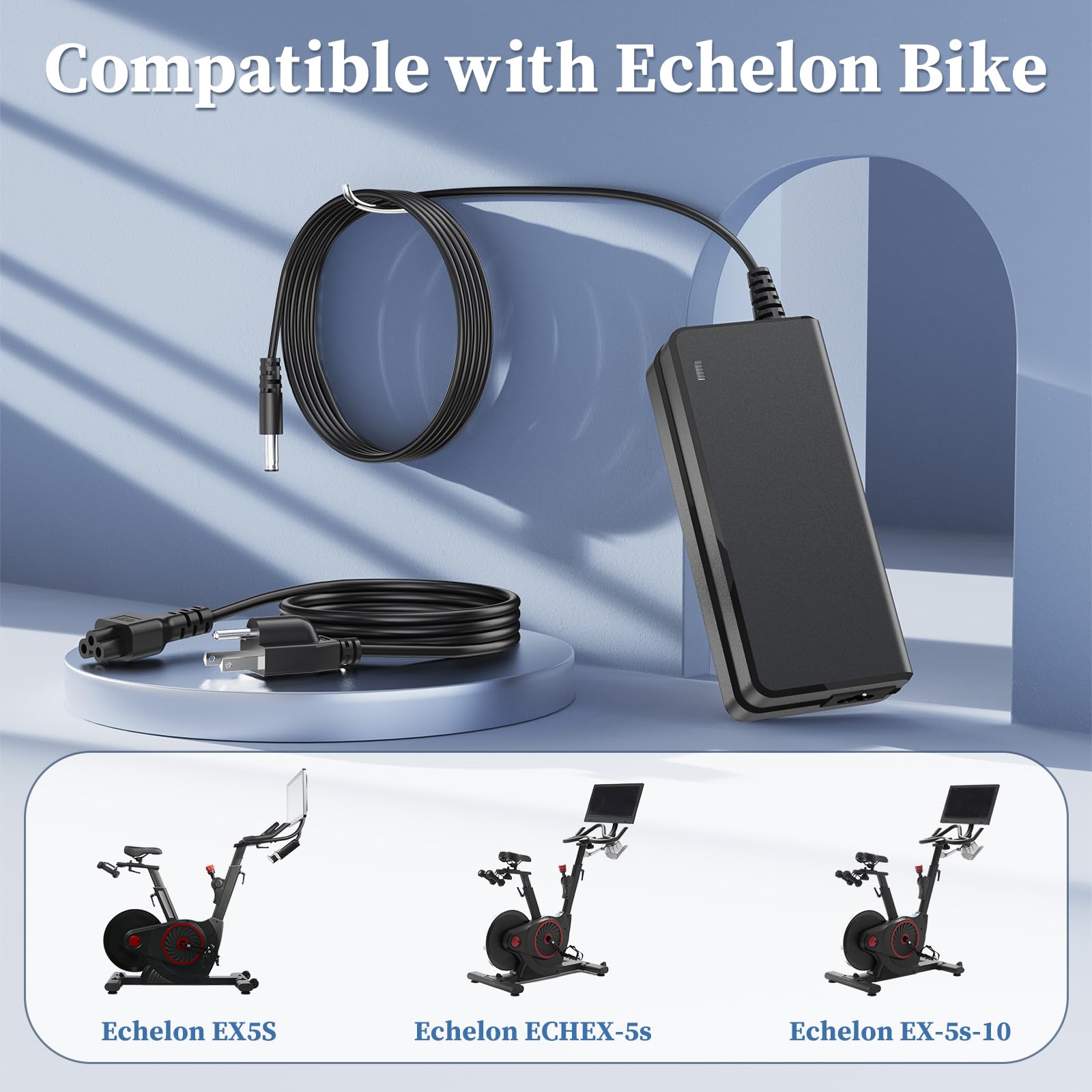 12V Power Supply for Echelon Bike Charger Compatible with Echelon EX5S ECHEX-5s ECHEX5s EX-5s-10 EX5S-10 Smart Connect Fitness Bike Adapter for SUN-1200500 SH6MDBT42Q 8017A-MDBT42Q Power Cord